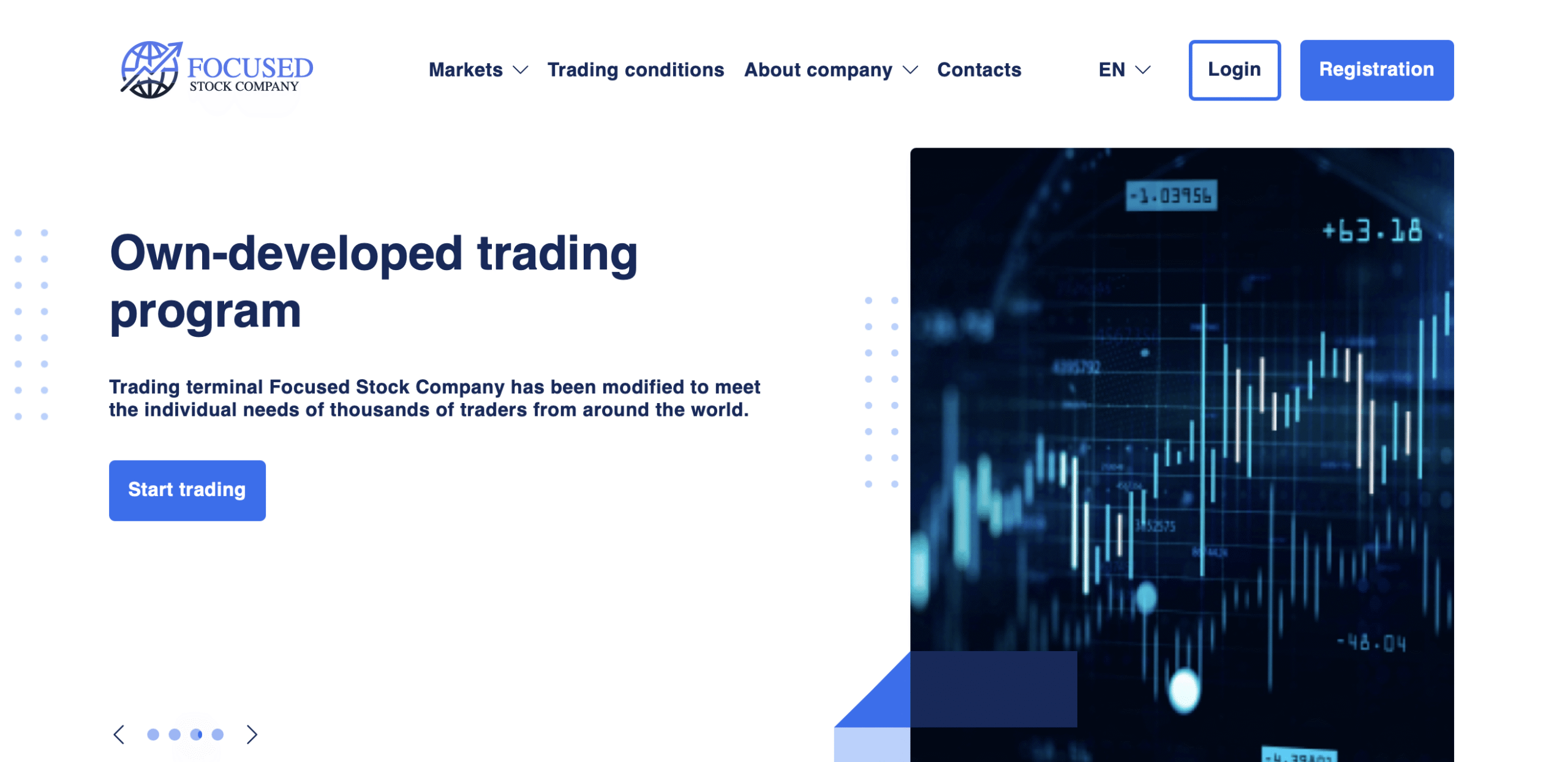 Screenshot of the Clone Focused Stock Company website homepage, displaying misleading investment claims indicative of a scam.
