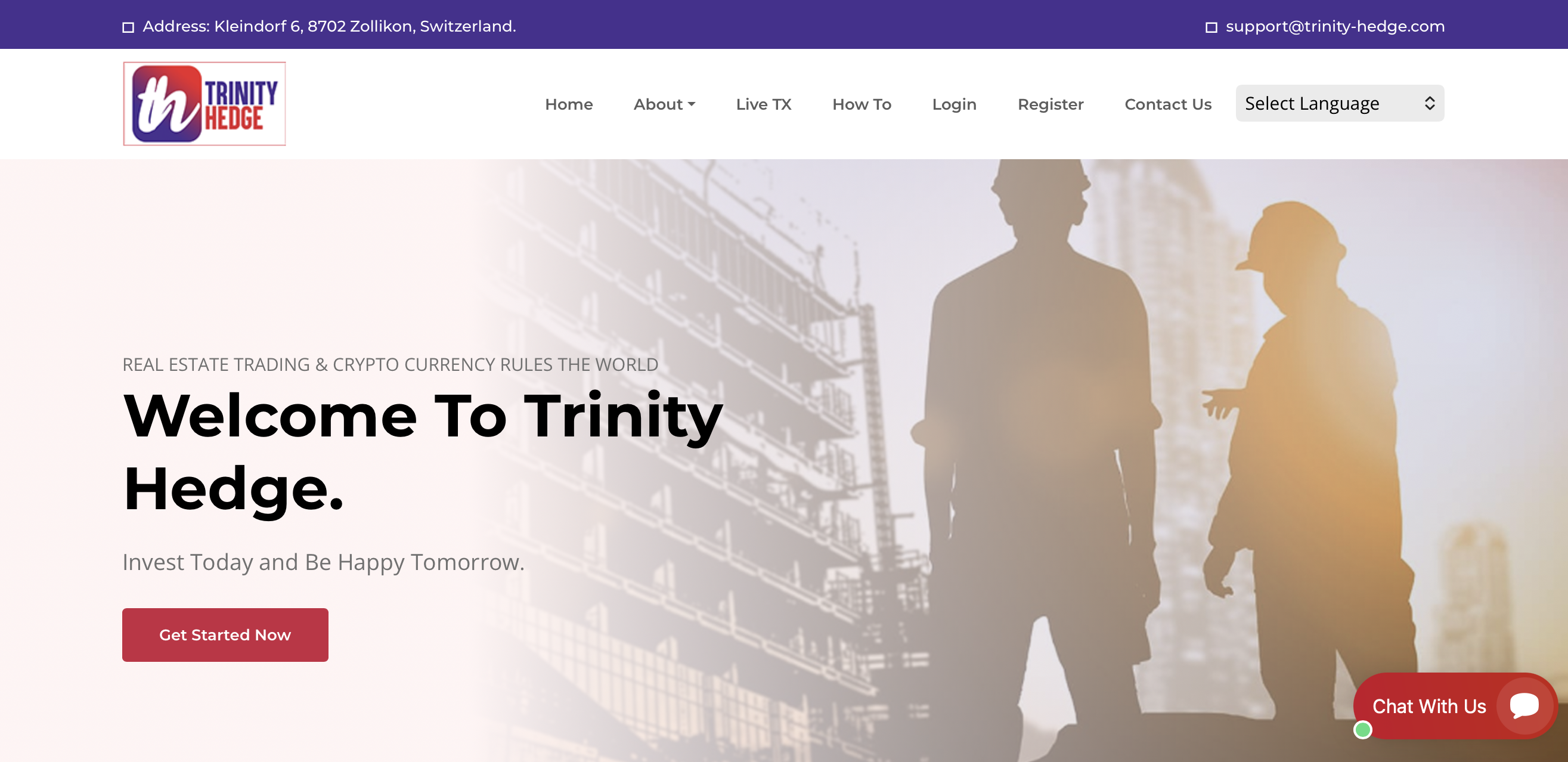 Screenshot of the Trinity Hedge website displaying its investment offers.