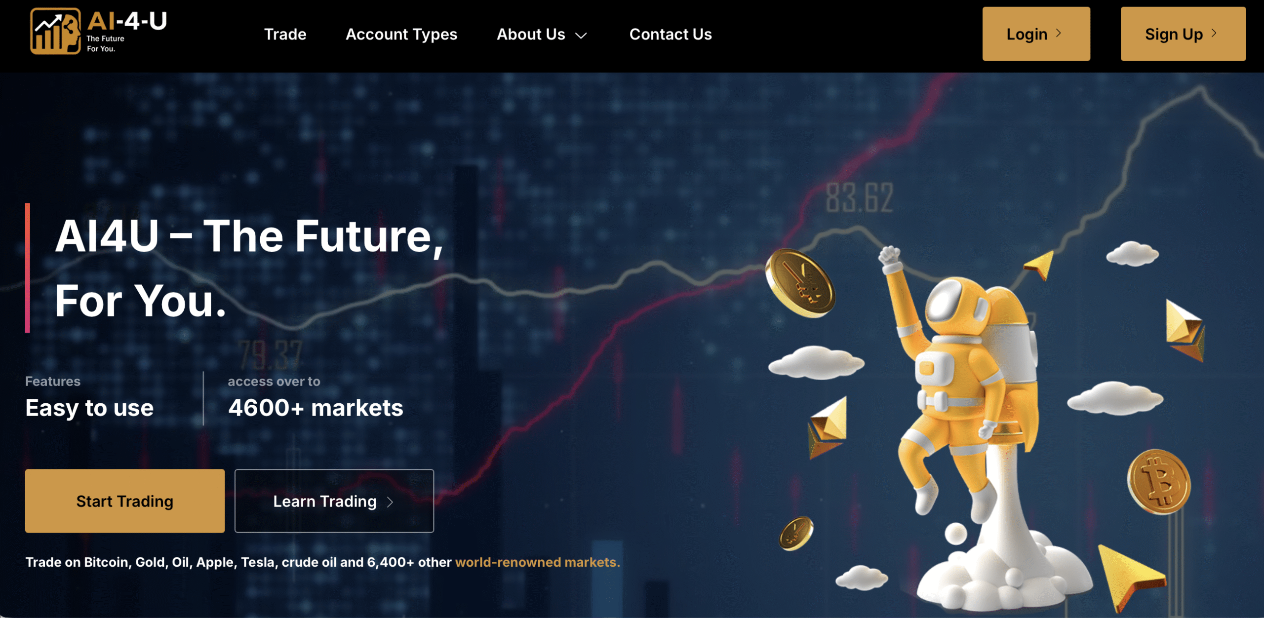 Screenshot of the AI 4 U trading platform, showcasing its misleading investment claims.