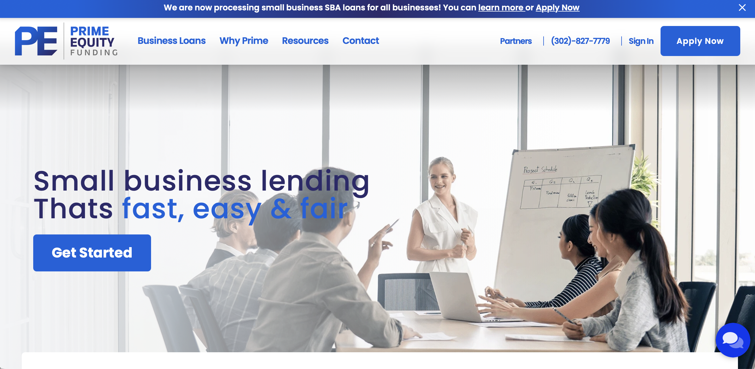 Homepage of Prime Equity Funding showcasing loan offers and investment opportunities.