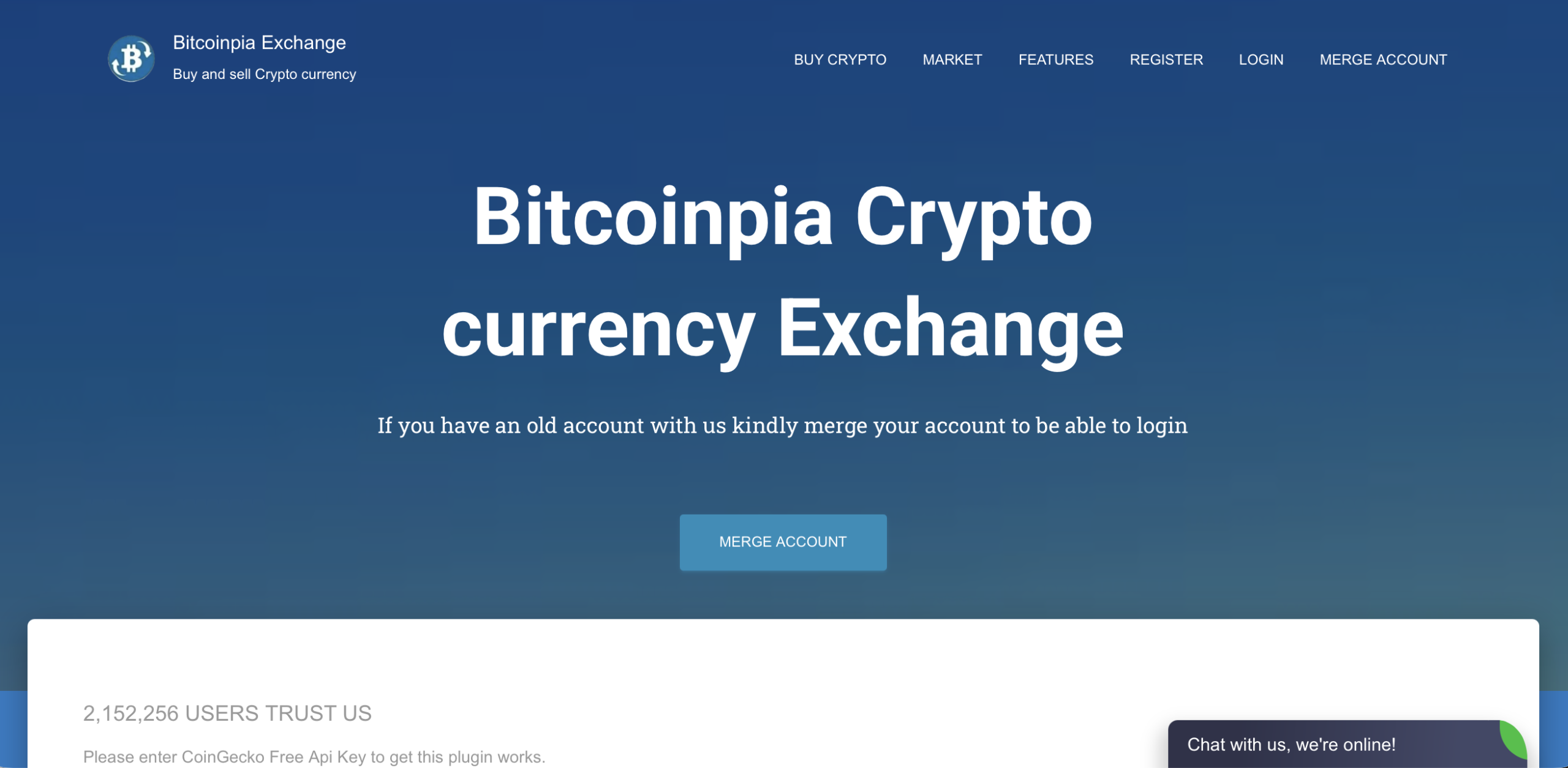 Screenshot showing Bitcoinpia's homepage with aggressive marketing claims and promises of high returns on investment.