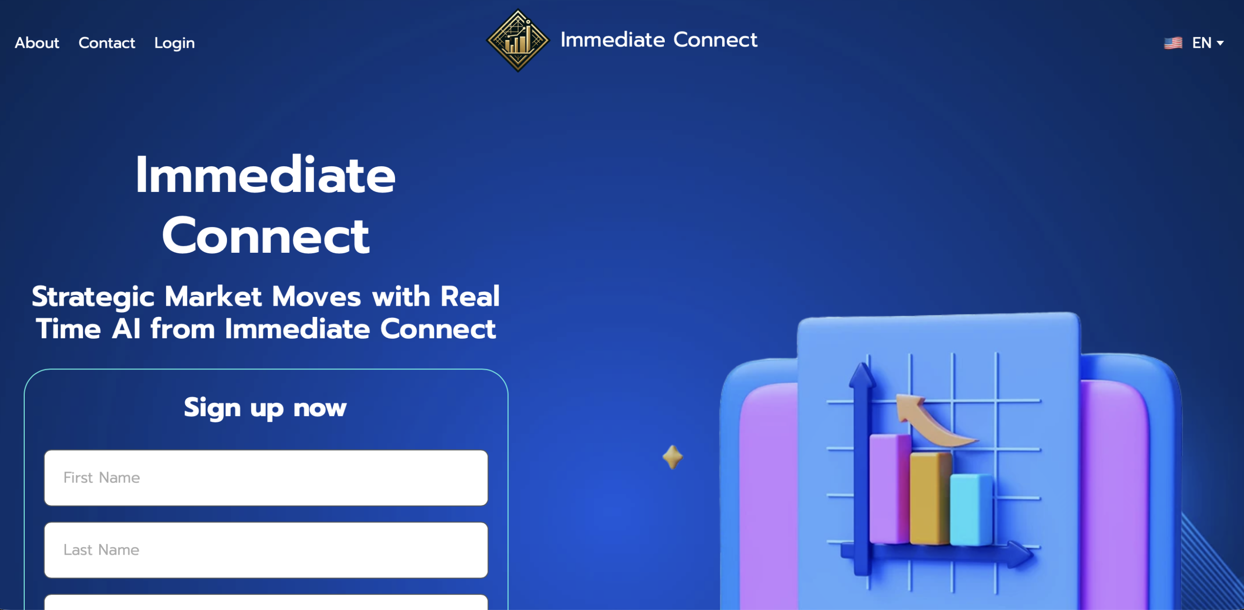 Screenshot of the fraudulent trading platform immediate-connect, showcasing its misleading marketing.