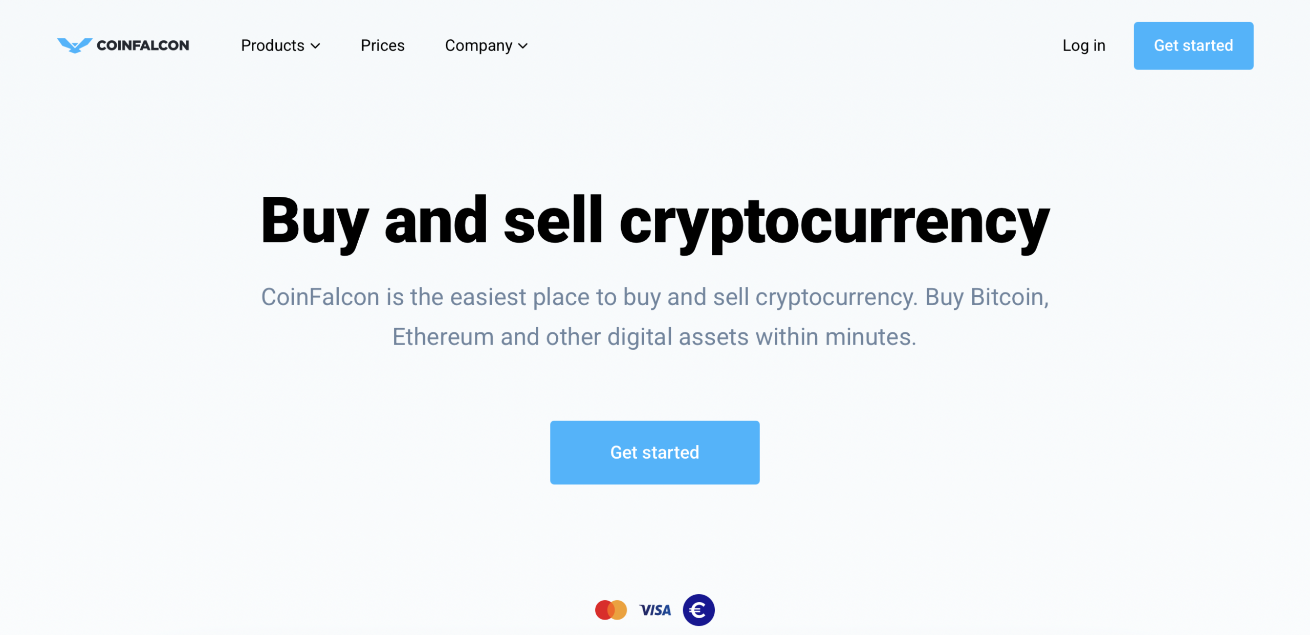 Screenshot of the fraudulent trading platform CoinFalcon showcasing its misleading marketing.
