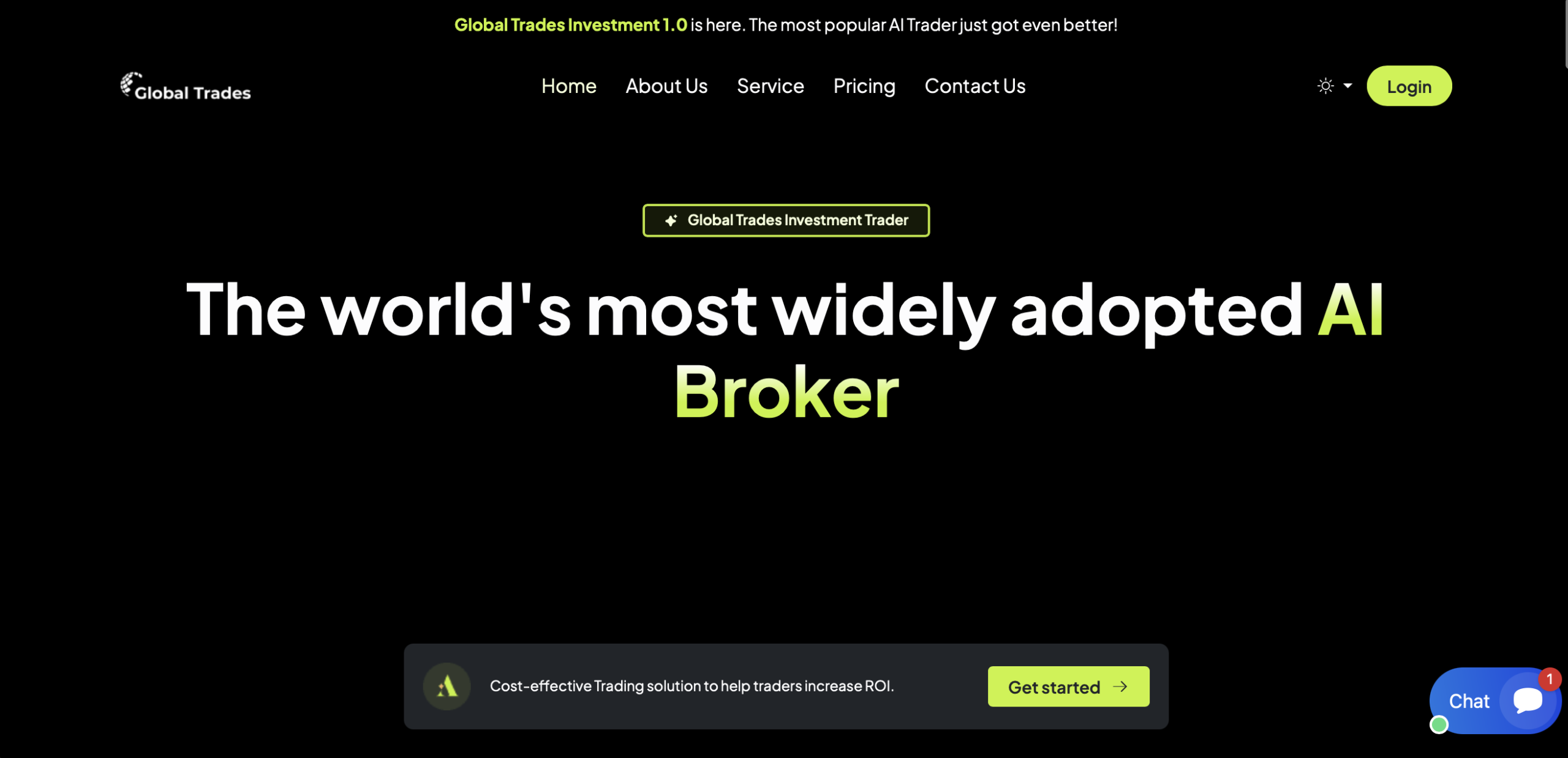 globaltrds Screenshot of the fraudulent trading platform Global Trades, showcasing its misleading marketing.