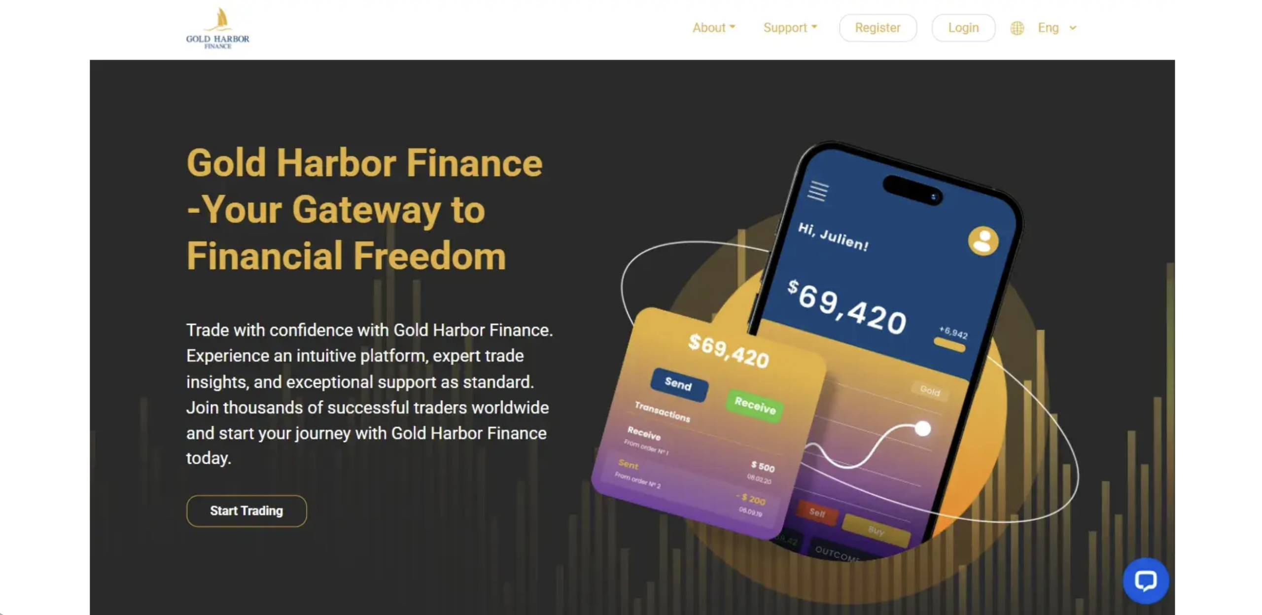 Gold Harbor Finance trading dashboard used in suspected online investment scam
