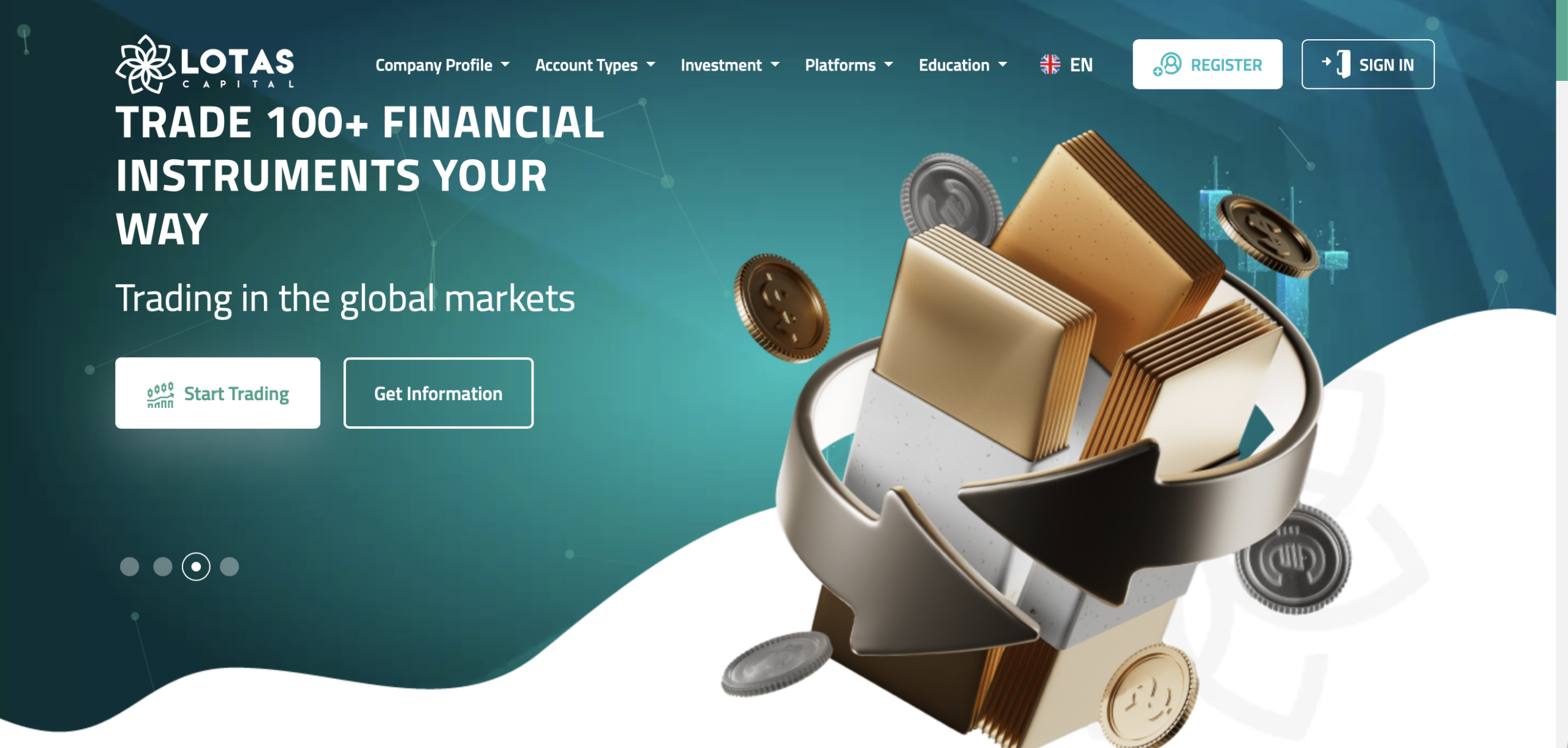 Screenshot of the fraudulent trading platform Lotas Capital, showcasing its misleading marketing.