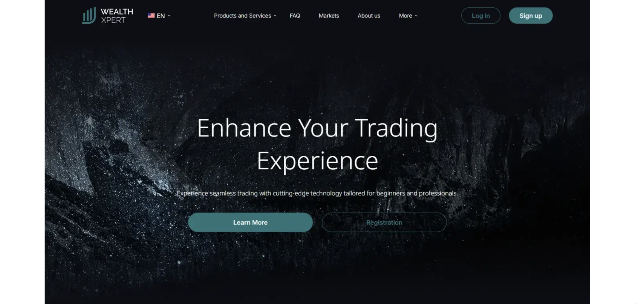 Screenshot of the fraudulent trading platform wealthxpert, showcasing its misleading marketing.