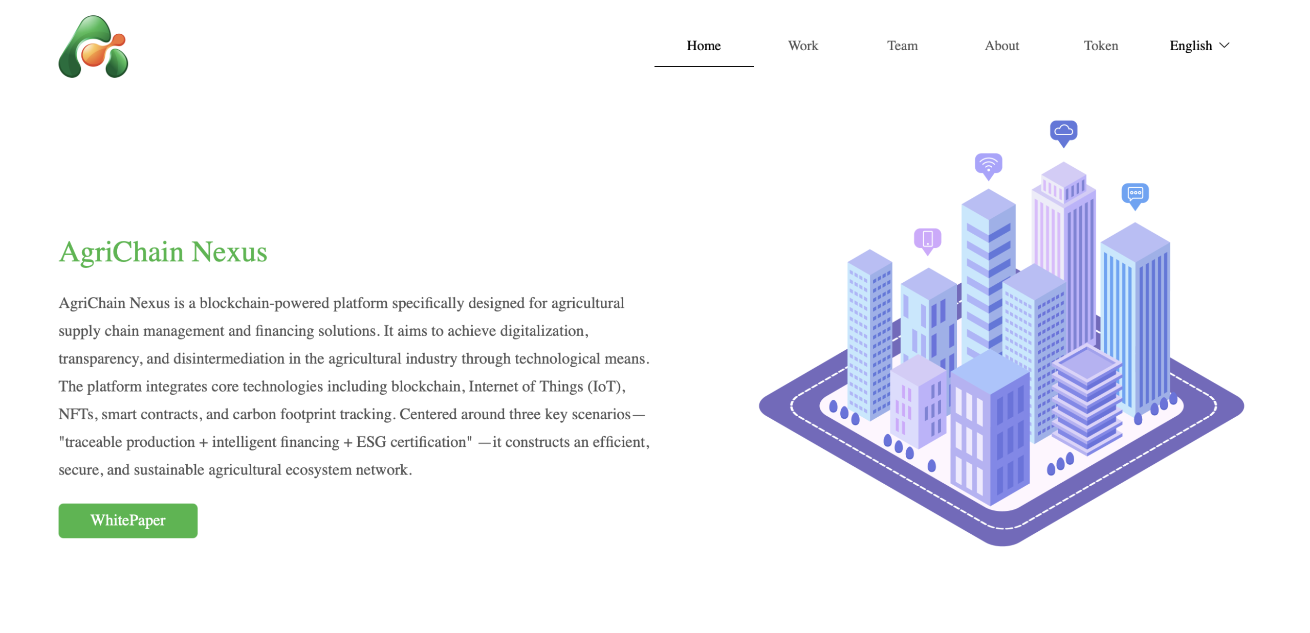 Screenshot of the fraudulent trading platform Agrichainnexus, showcasing its misleading marketing.