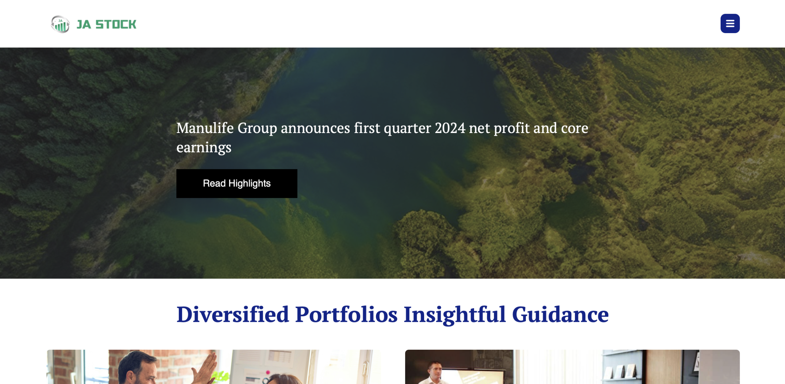 Screenshot of the fraudulent trading platform JA Stock, showcasing its misleading marketing.