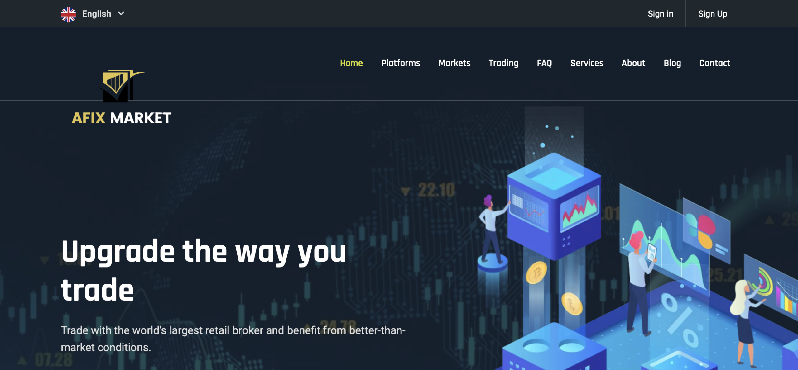 Afix Market trading dashboard used in suspected online investment scam