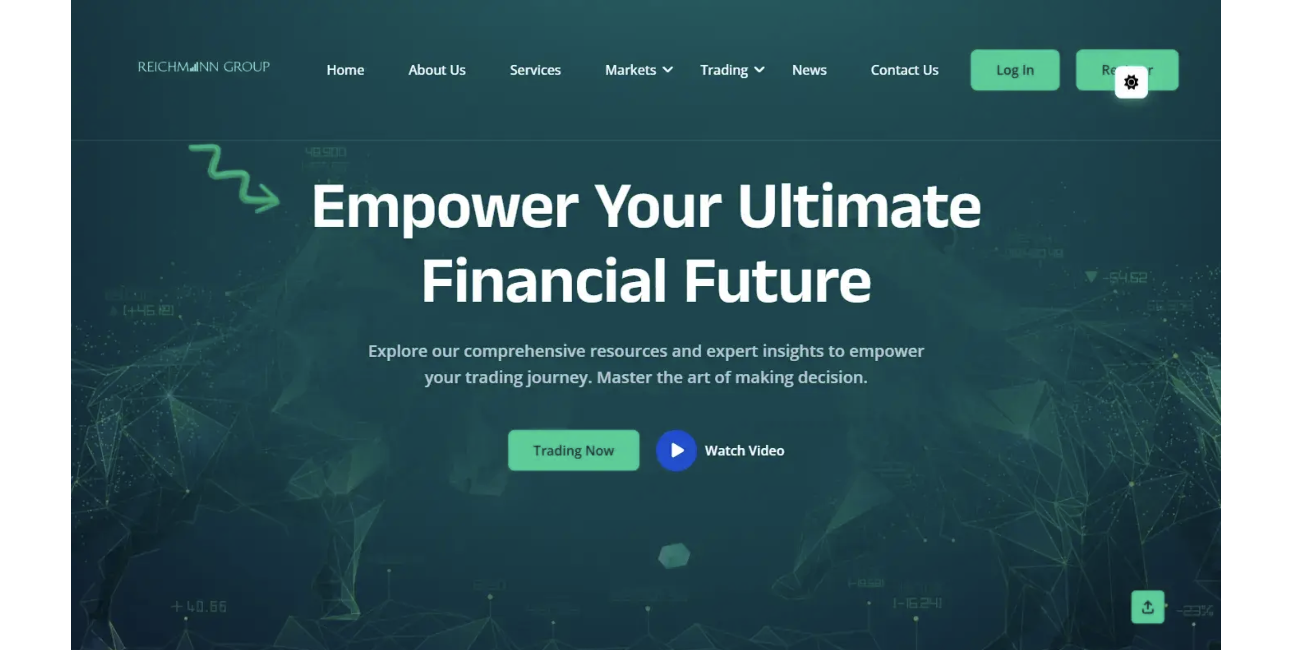 Screenshot of the fraudulent trading platform Reichmann Group, showcasing its misleading marketing.