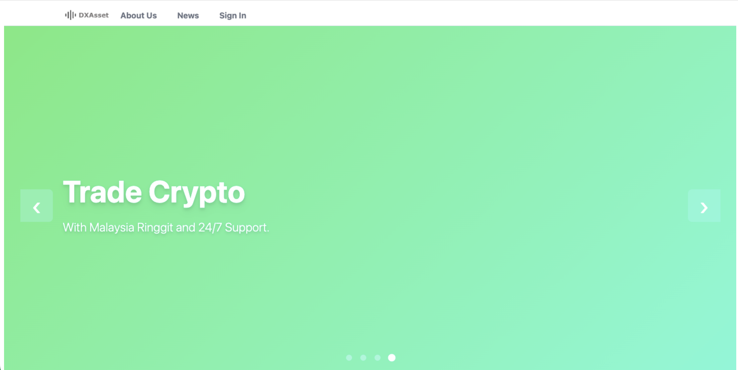 Screenshot of the fraudulent trading platform DXAsset, showcasing its misleading marketing.