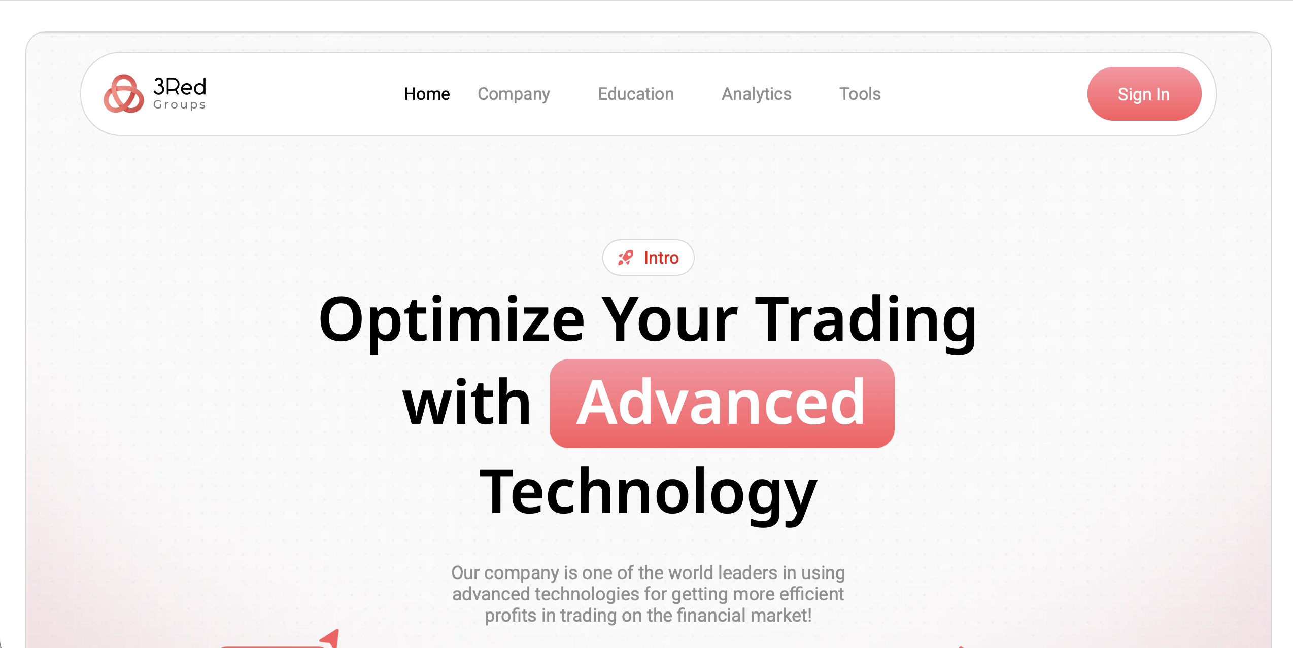 Screenshot of the fraudulent trading platform 3Red Groups Limited, showcasing its misleading marketing.