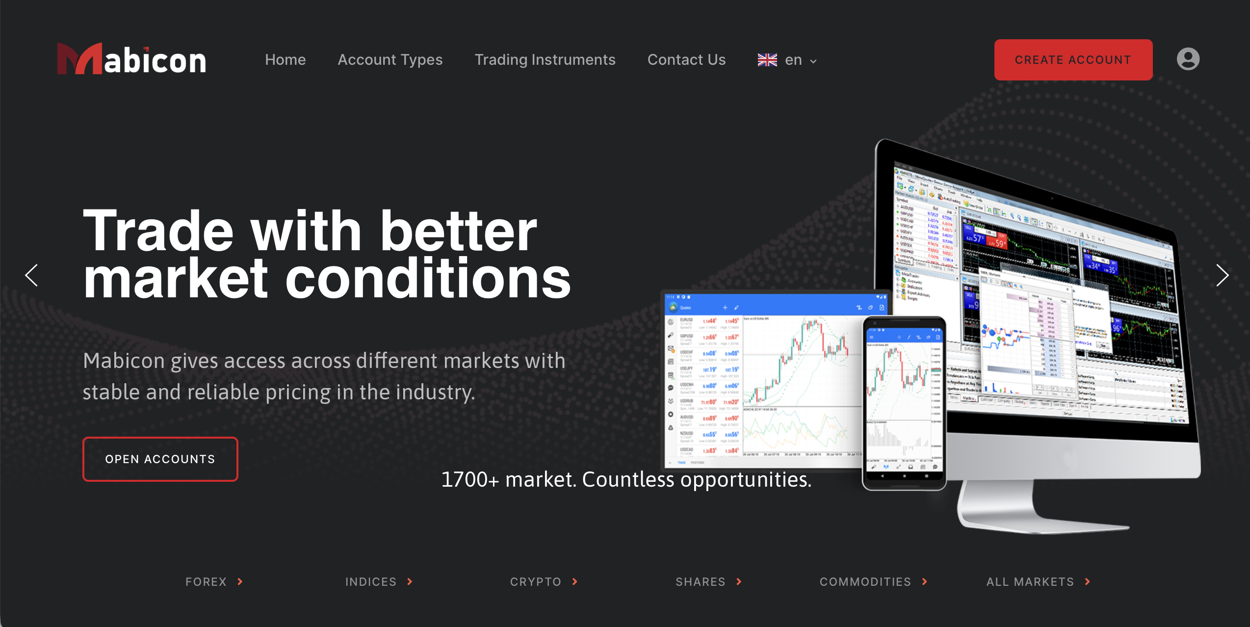 Mabicon website homepage - A screenshot of the Mabicon homepage showcasing its interface and promotional banners.