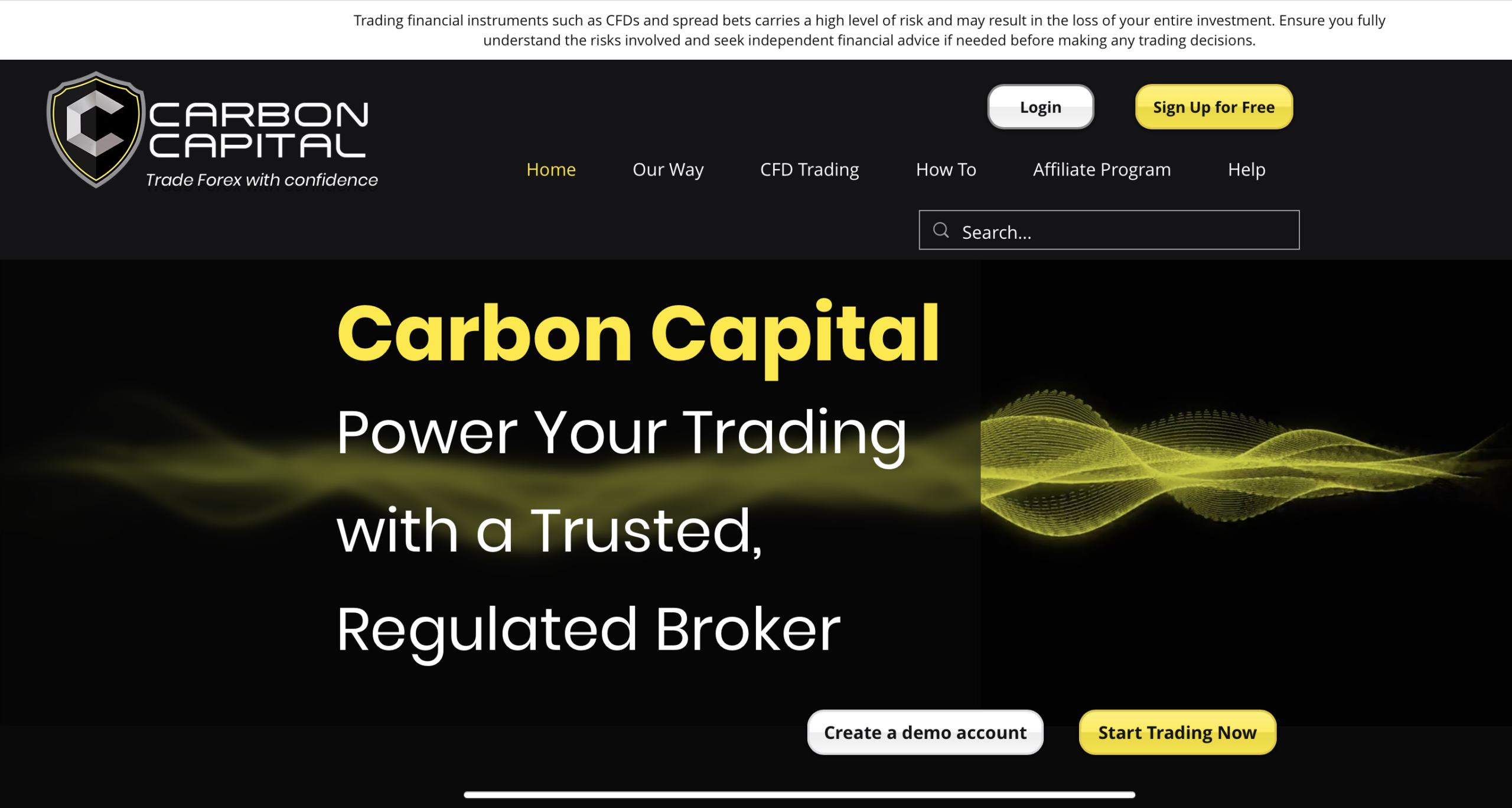 carboncapitalfx Carbon Capital FX website homepage - A screenshot of the Carbon Capital FX homepage showcasing its interface and promotional banners.