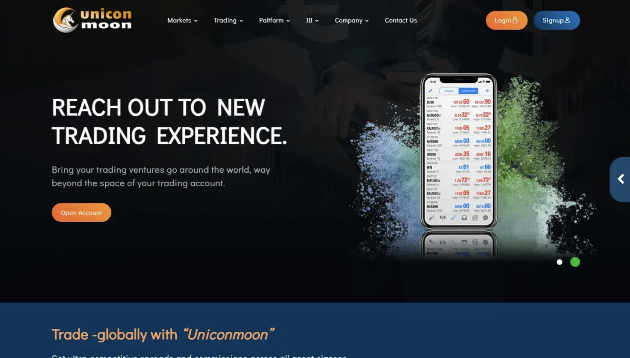 Uniconmoon website homepage - A screenshot of the Uniconmoon homepage showcasing its interface and promotional banners.