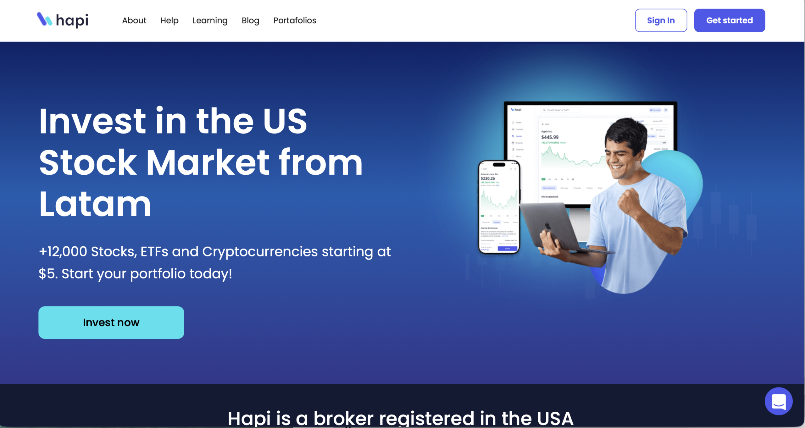 hapi Hapi website homepage - A screenshot of the Hapi homepage showcasing its interface and promotional banners.