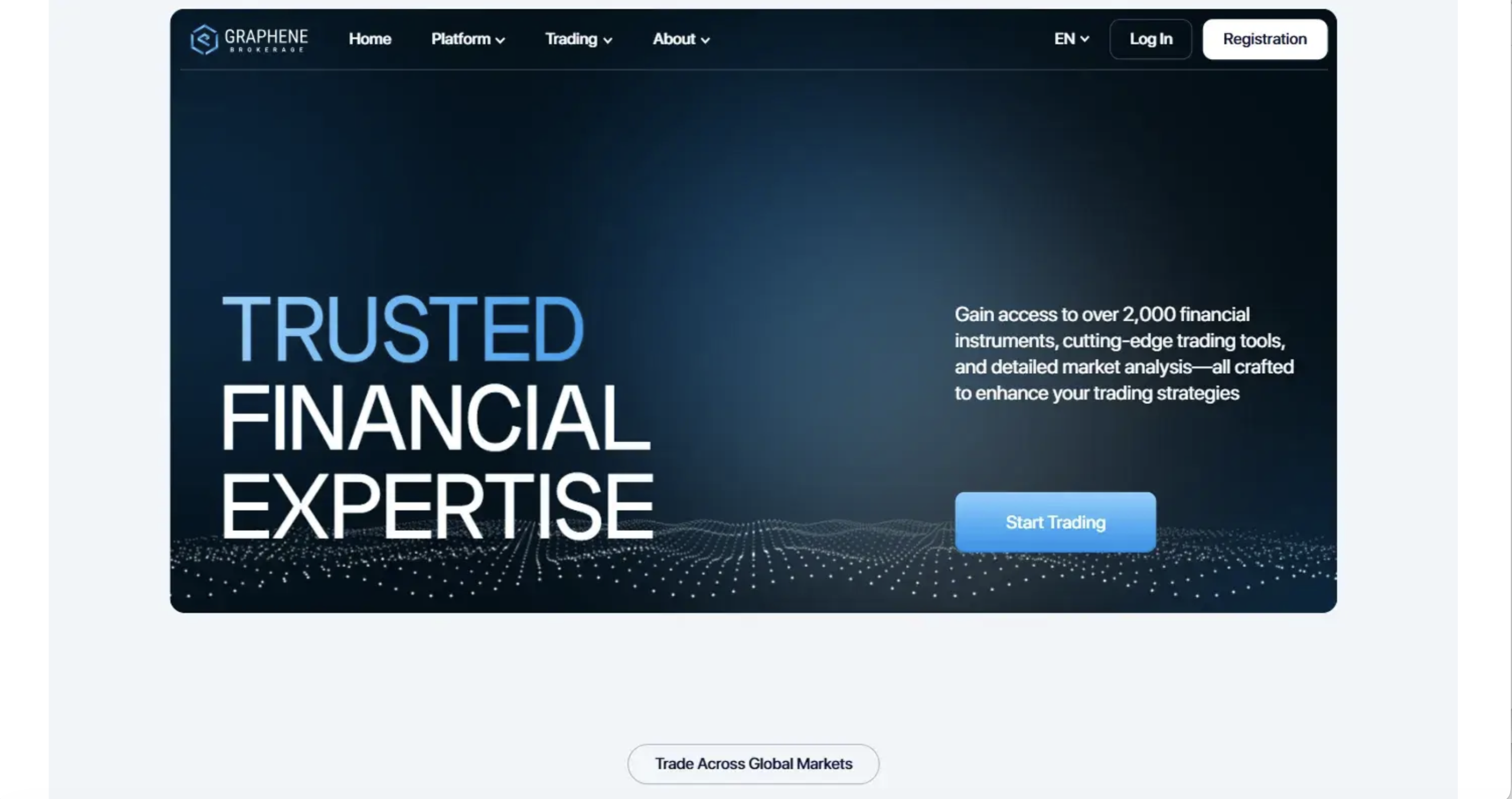 Graphene website homepage - A screenshot of the Graphene homepage showcasing its interface and promotional banners.