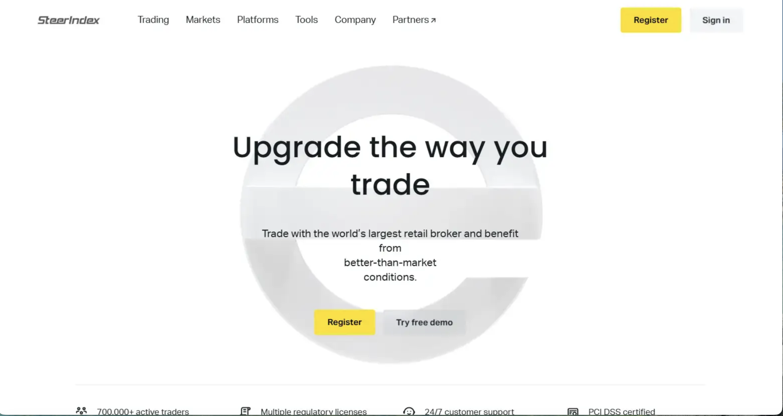 Steer Index website homepage - A screenshot of the Steer Index homepage showcasing its interface and promotional banners.