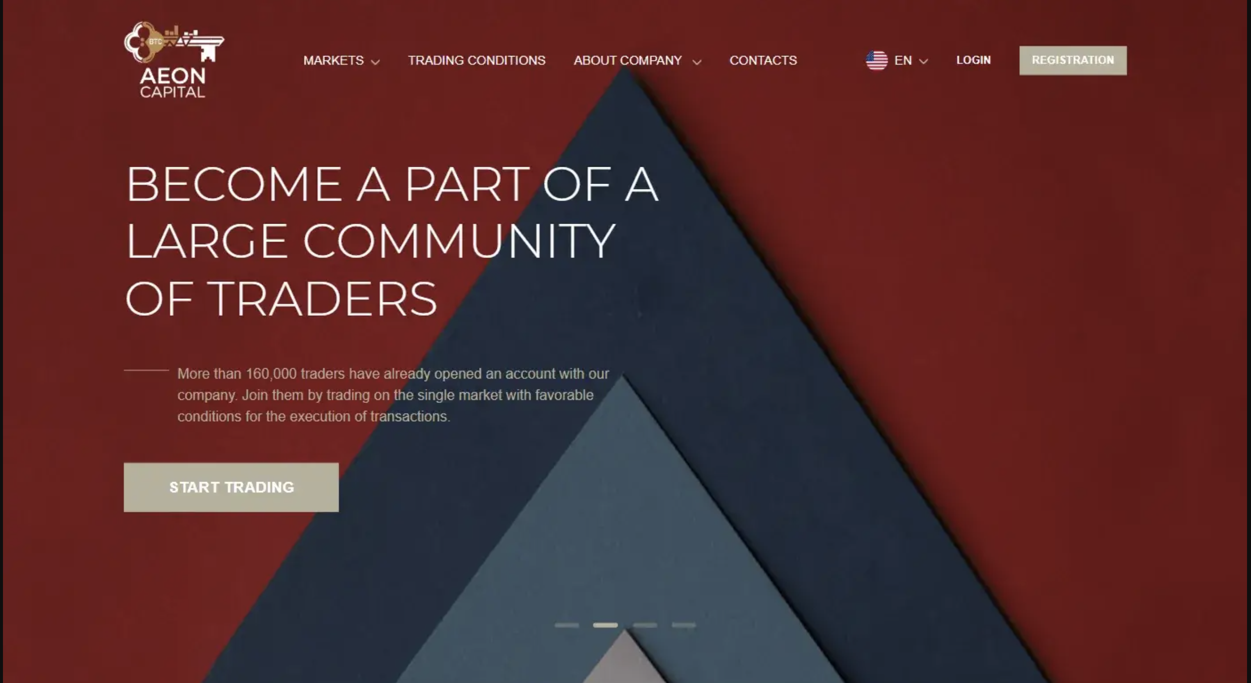 Aeon Capital website homepage - A screenshot of the Aeon Capital homepage showcasing its interface and promotional banners.
