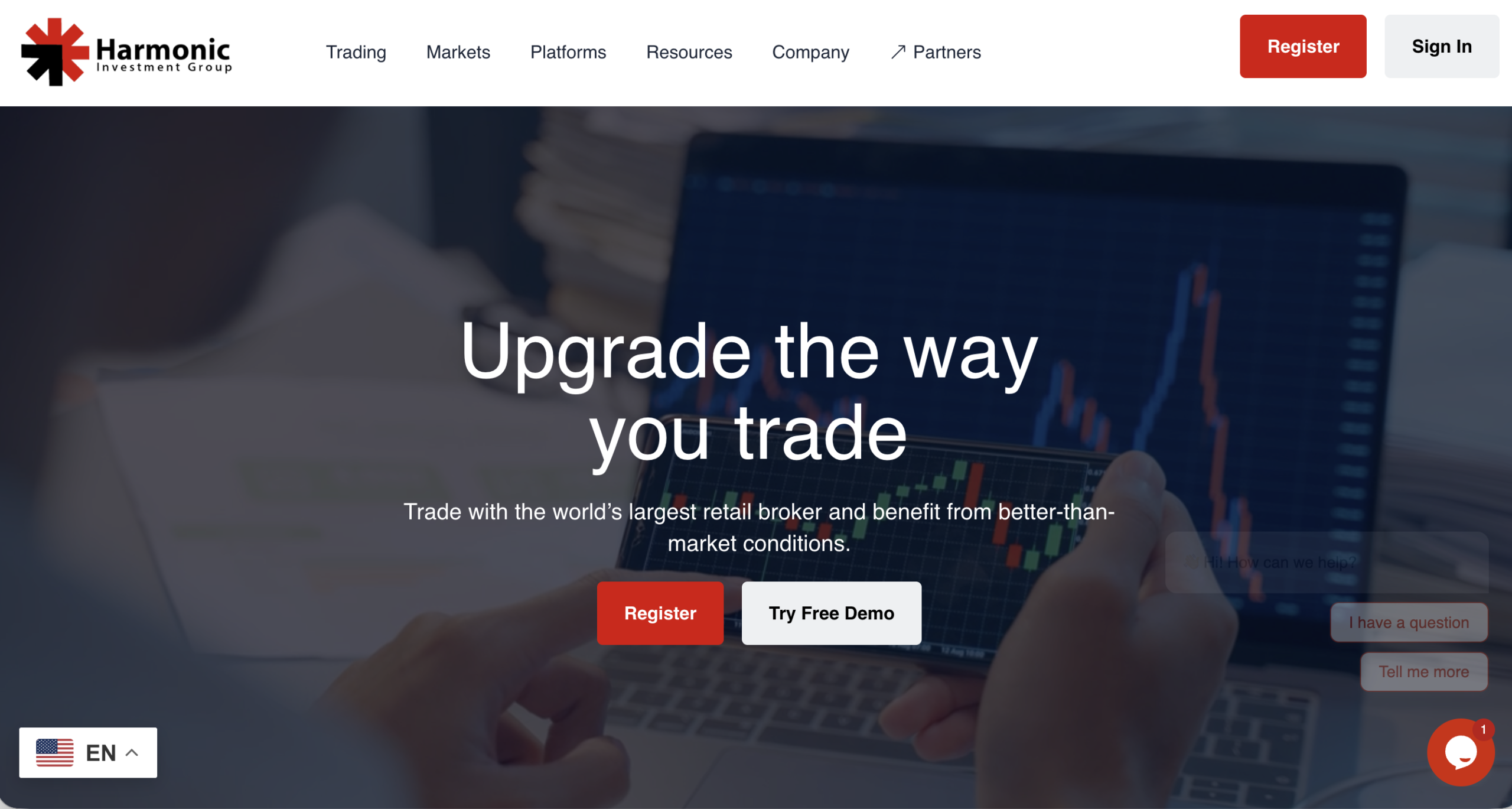 Harmonic Investment website homepage - A screenshot of the Harmonic Investment homepage showcasing its interface and promotional banners.