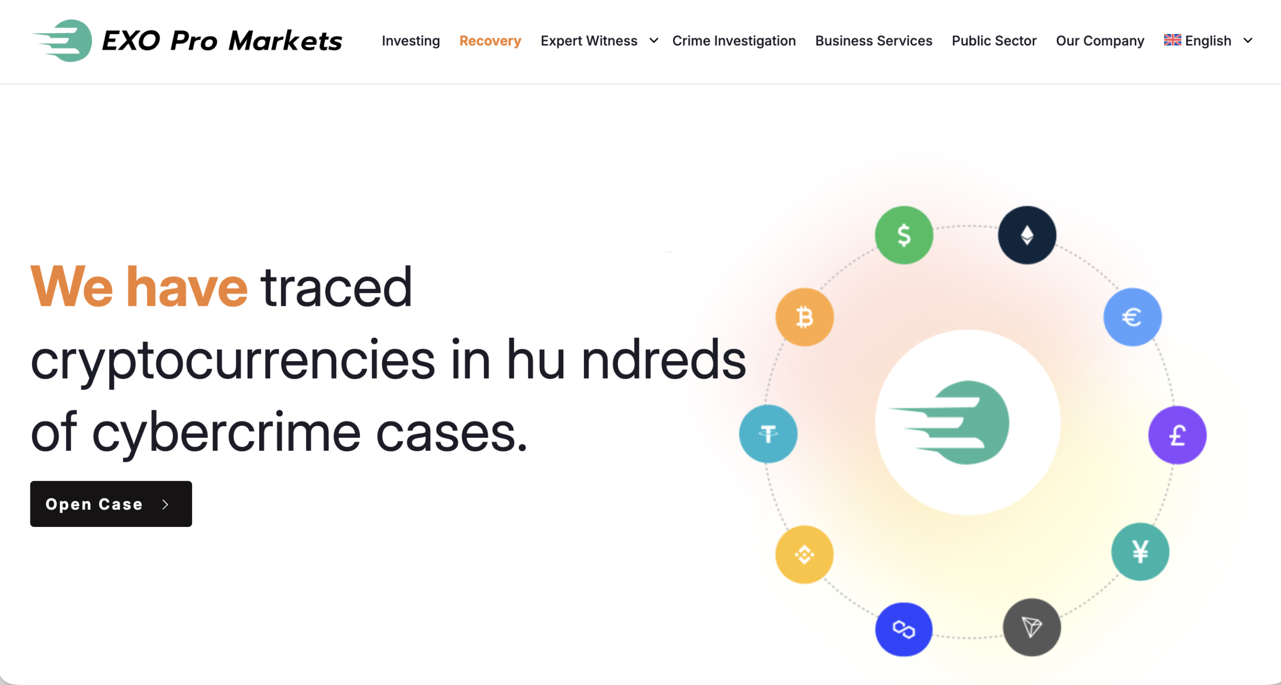 EXO Pro Markets website homepage - A screenshot of the EXO Pro Markets homepage showcasing its interface and promotional banners.