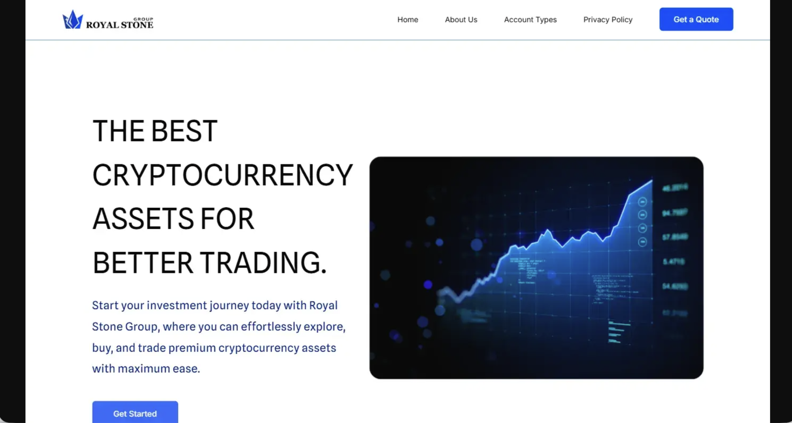 Screenshot of the fraudulent trading platform Royal Stone Group, showcasing its misleading marketing.