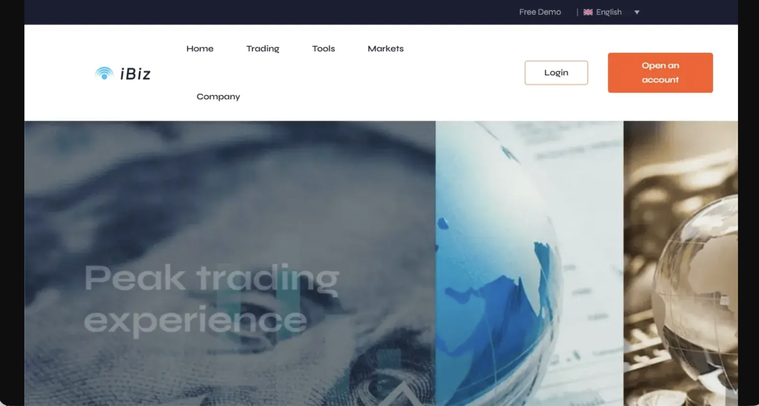 Screenshot of the fraudulent trading platform iBiz Capital, showcasing its misleading marketing.