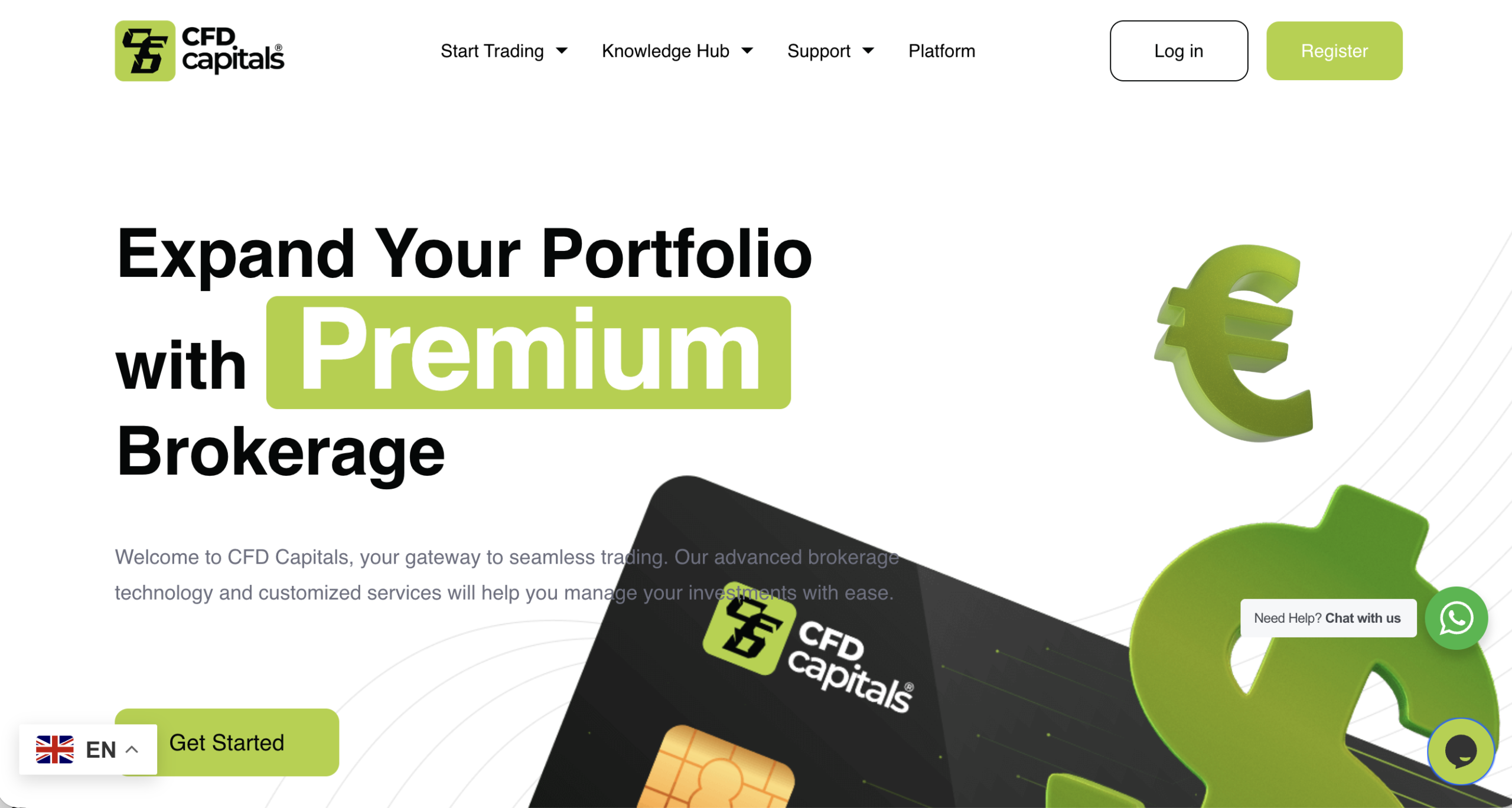 Screenshot of the fraudulent trading platform CFD Capitals , showcasing its misleading marketing.