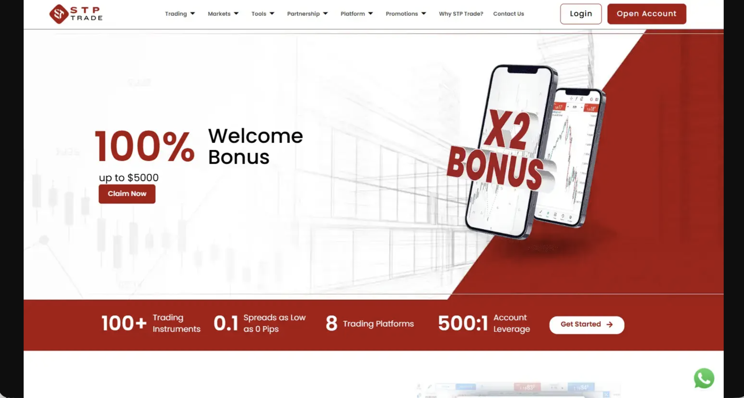 Screenshot of the fraudulent trading platform STP Trade , showcasing its misleading marketing.