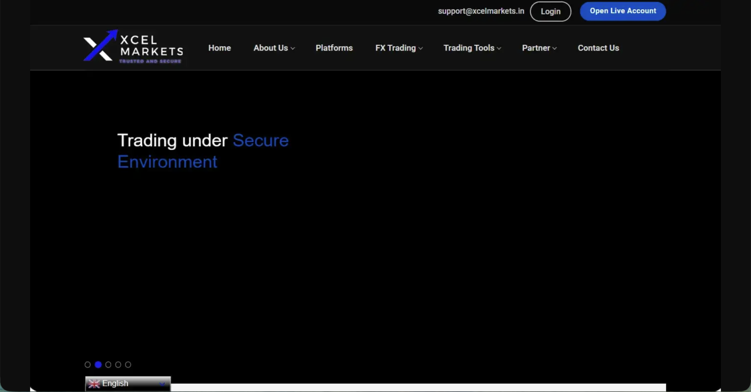 Screenshot of the fraudulent trading platform Xcel Markets, showcasing its misleading marketing. 