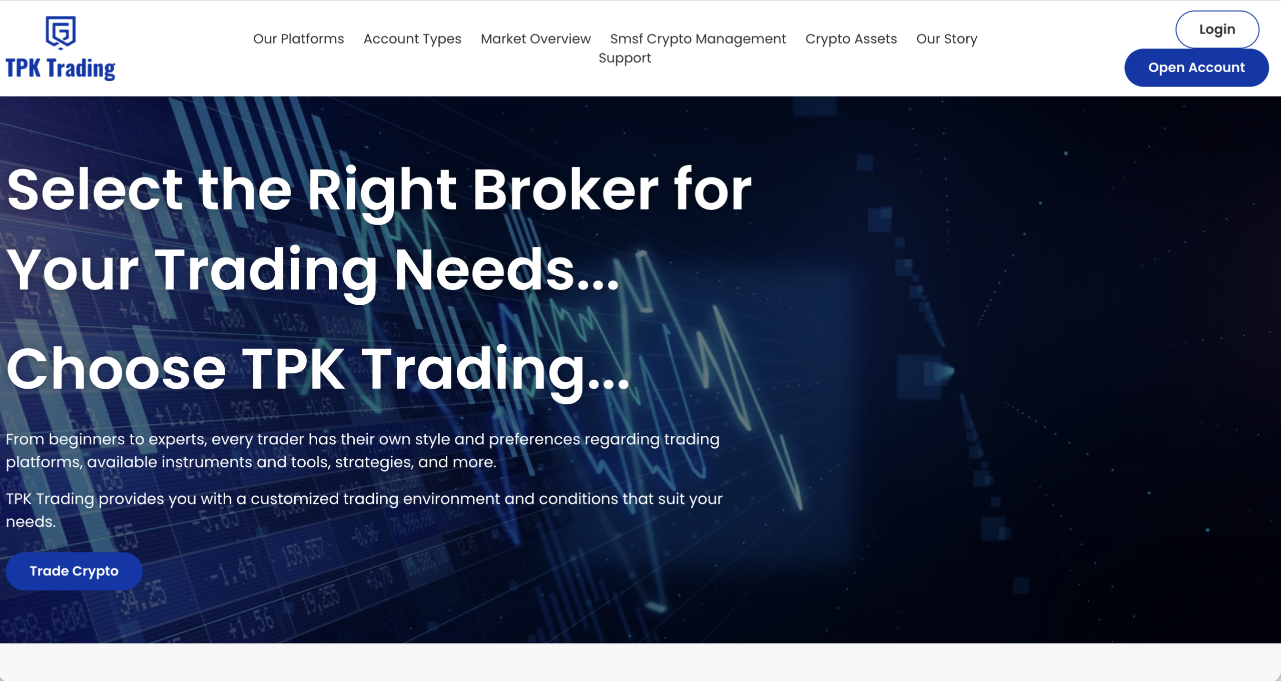Screenshot of the fraudulent trading platform TPK Trading, showcasing its misleading marketing. 