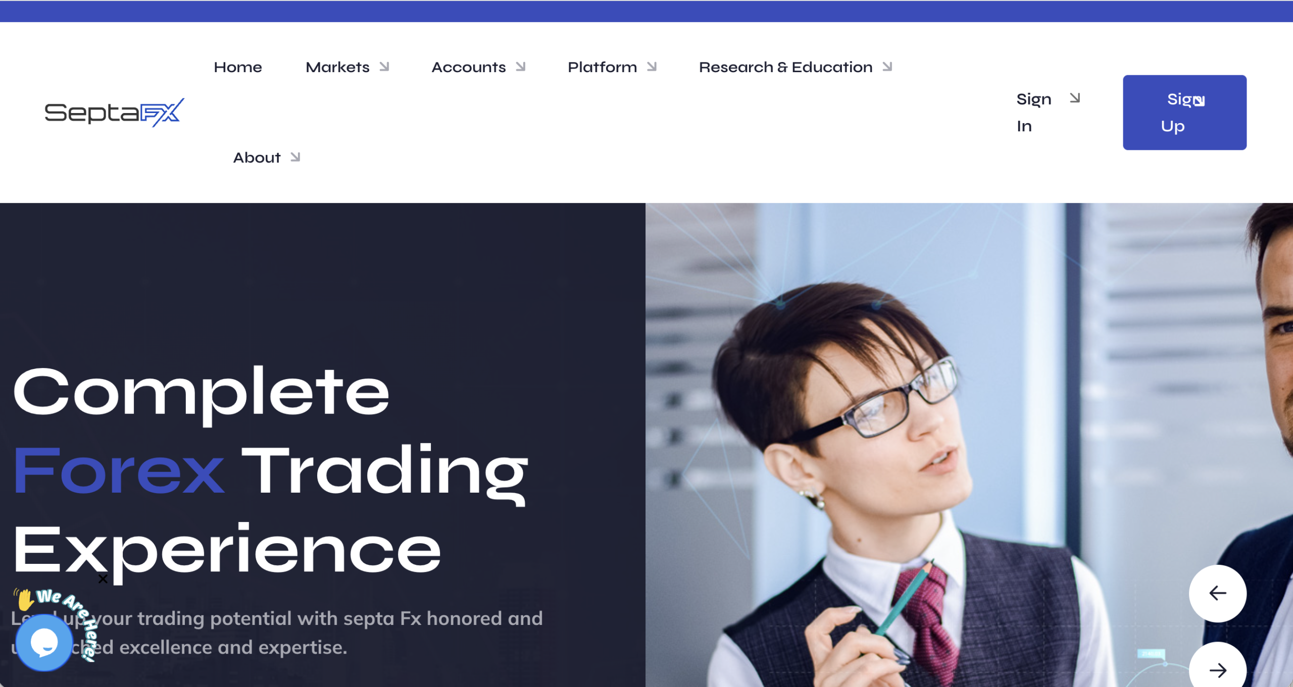 Screenshot of the fraudulent trading platform Septa Fx, showcasing its misleading marketing.