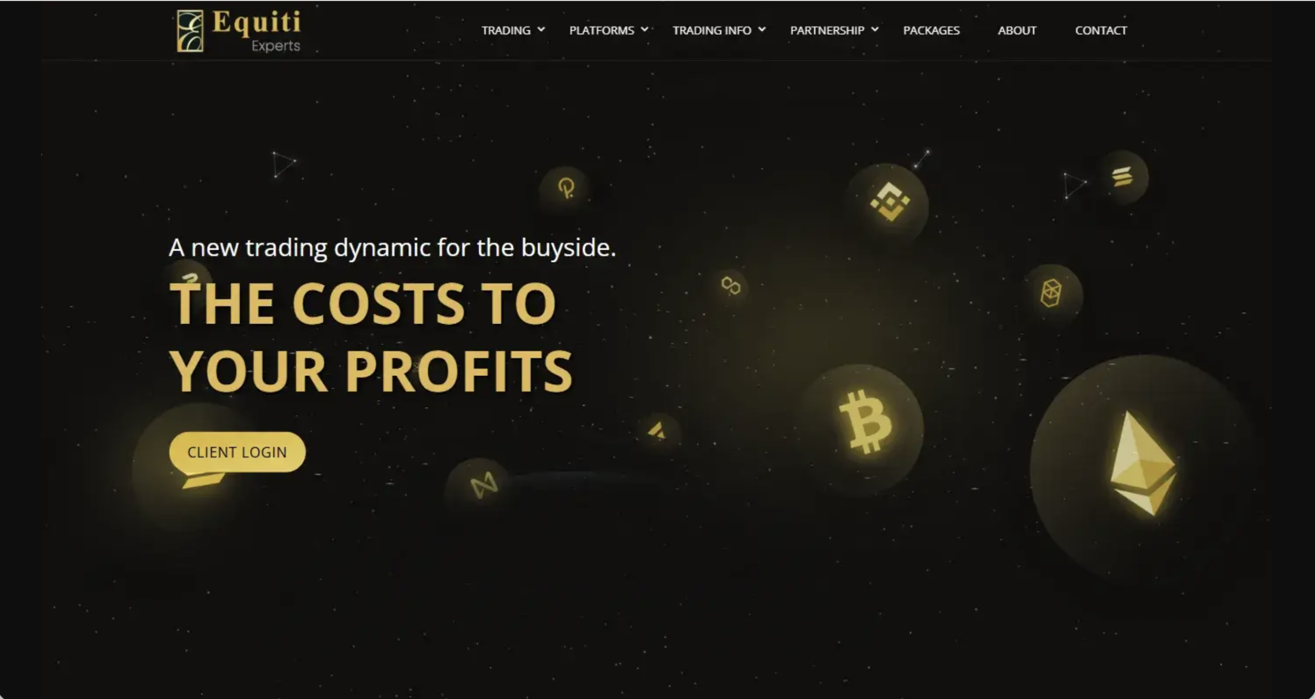 Screenshot of the fraudulent trading platform Equity Experts, showcasing its misleading marketing.