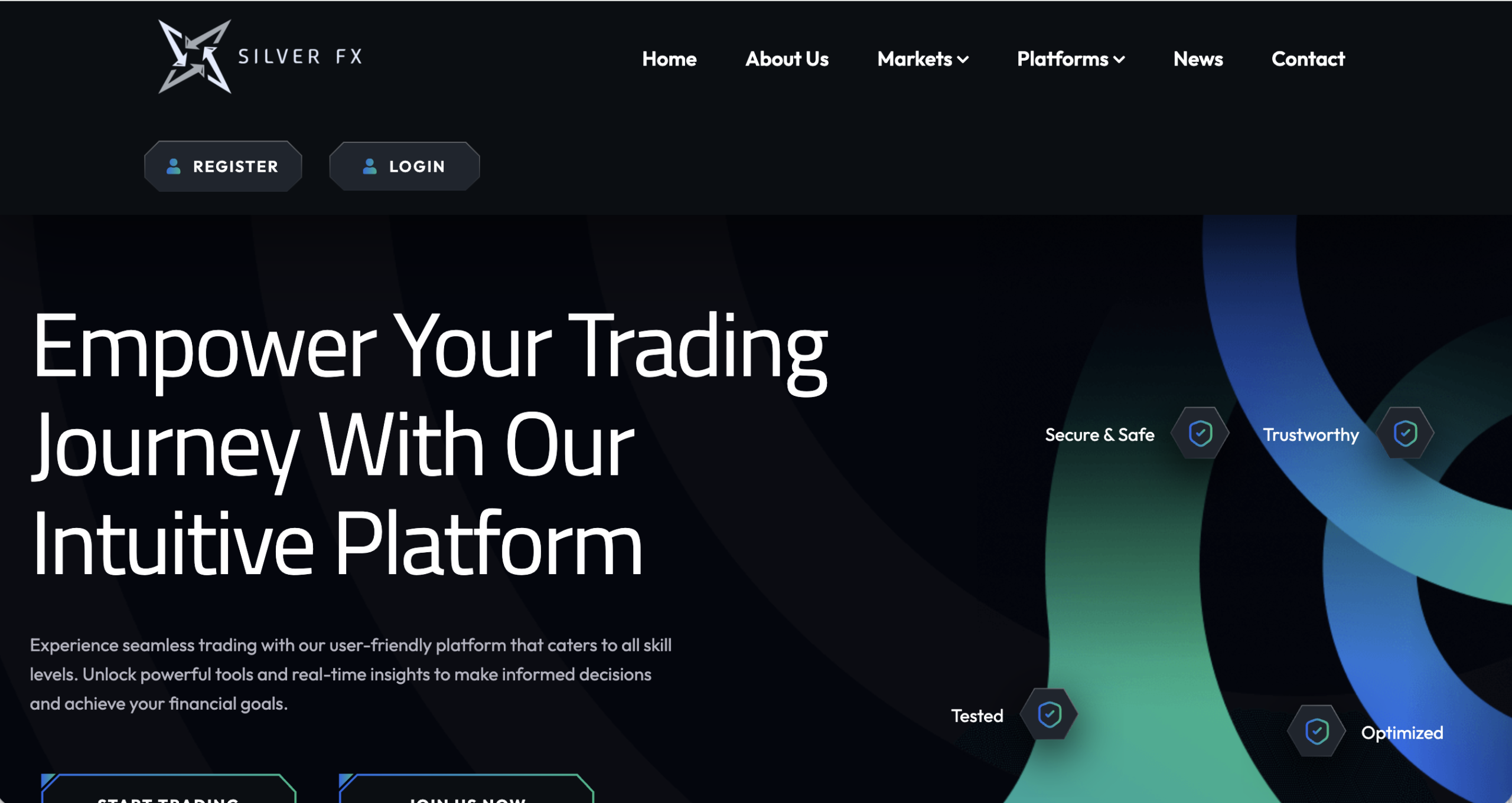 Screenshot of the fraudulent trading platform Silver FX, showcasing its misleading marketing.
