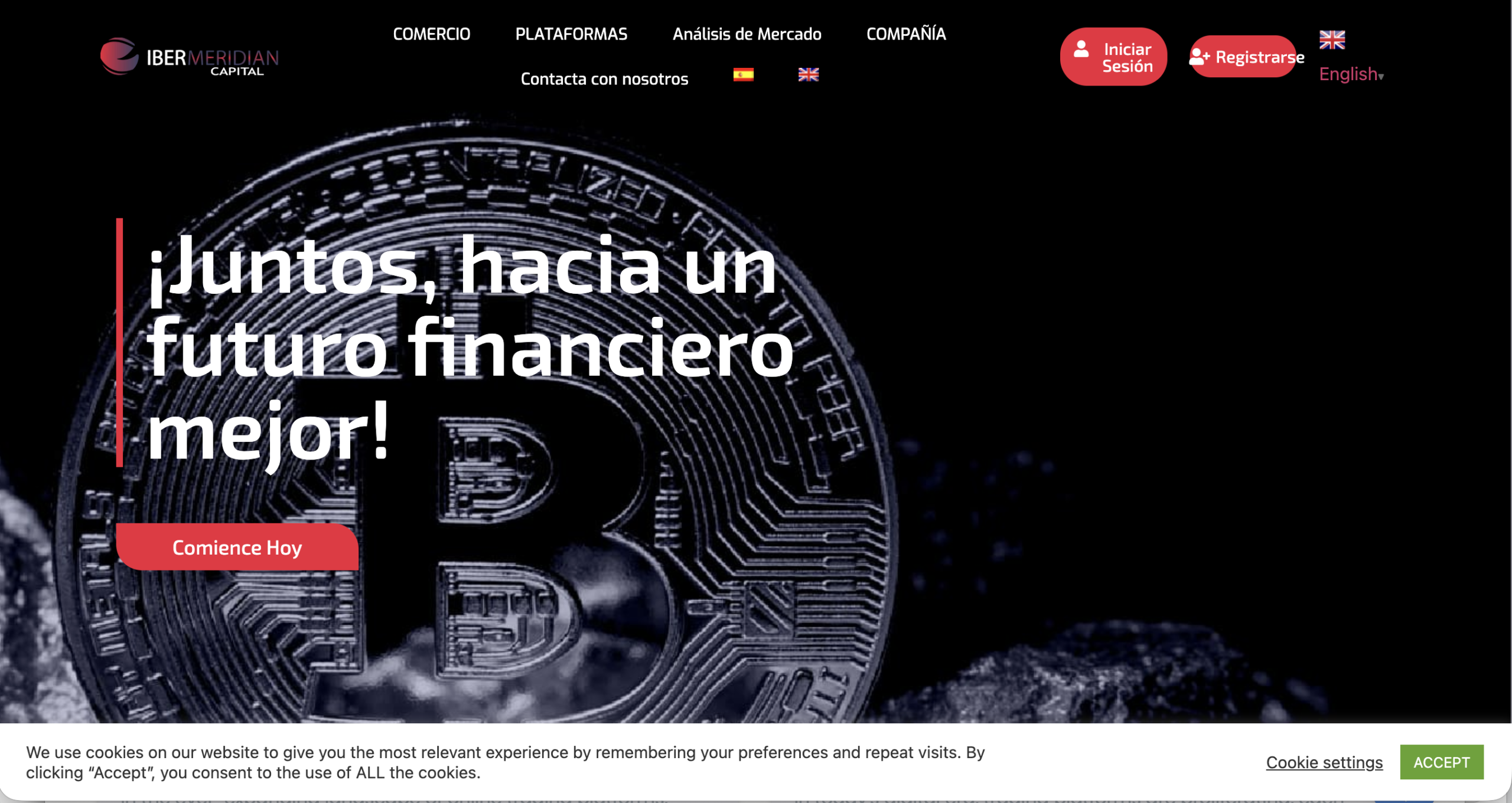 Screenshot of the fraudulent trading platform AT Ibermeridian, showcasing its misleading marketing.