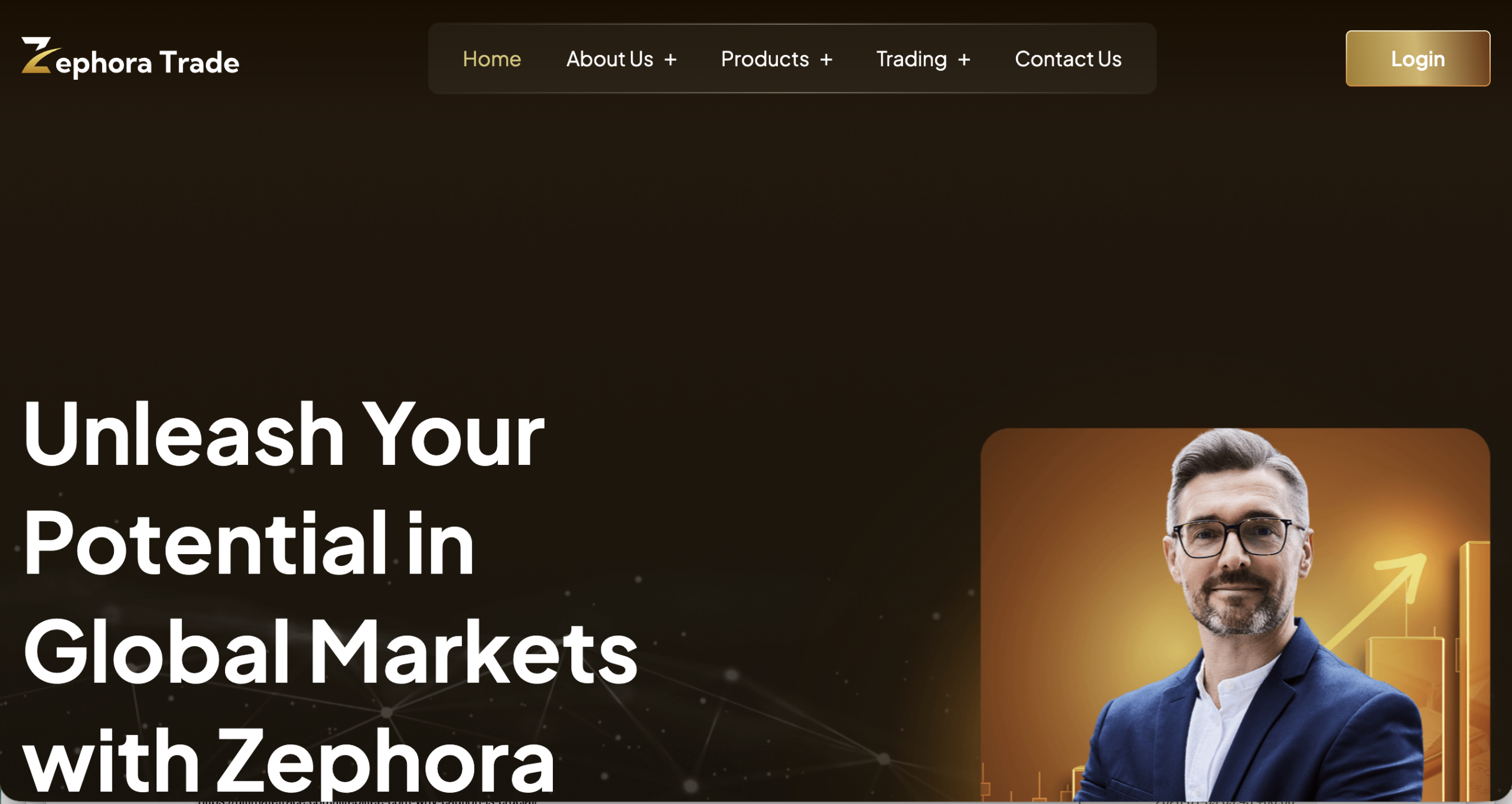 Screenshot of the fraudulent trading platform AT Zephora Trade, showcasing its misleading marketing. 