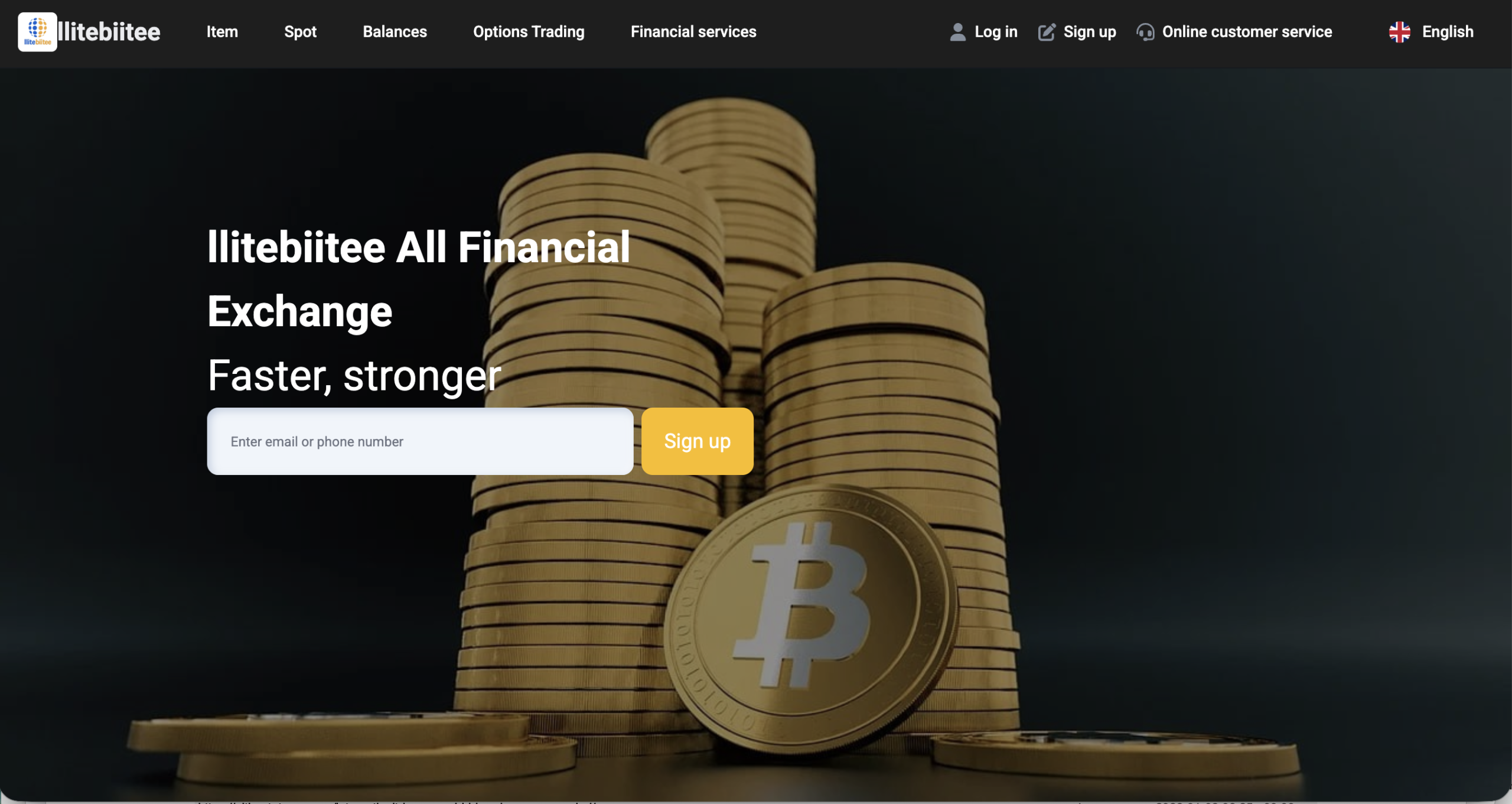 Screenshot of the fraudulent trading platform AT llitebiitee, showcasing its misleading marketing.