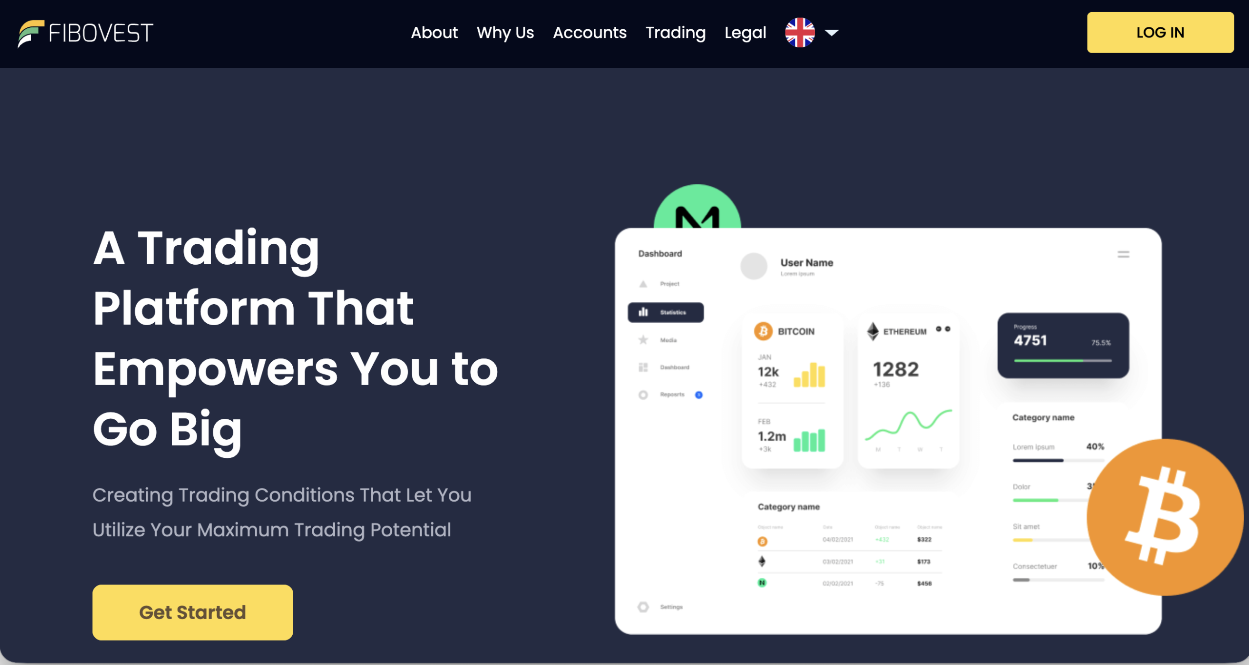 Screenshot of the fraudulent trading platform Fibovest, showcasing its misleading marketing. 