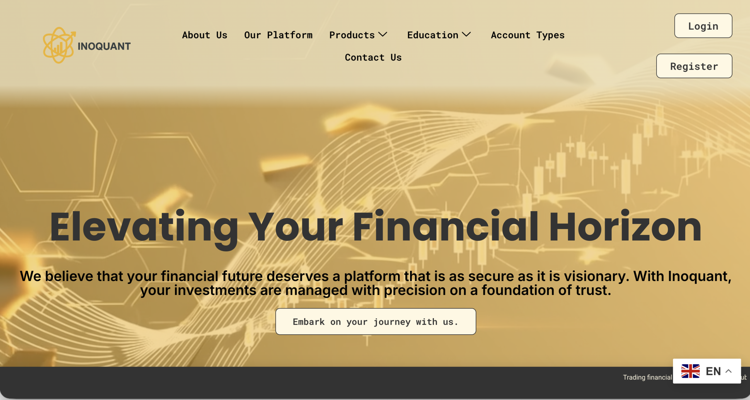 Screenshot of the fraudulent trading platform Inoquant, showcasing its misleading marketing. 