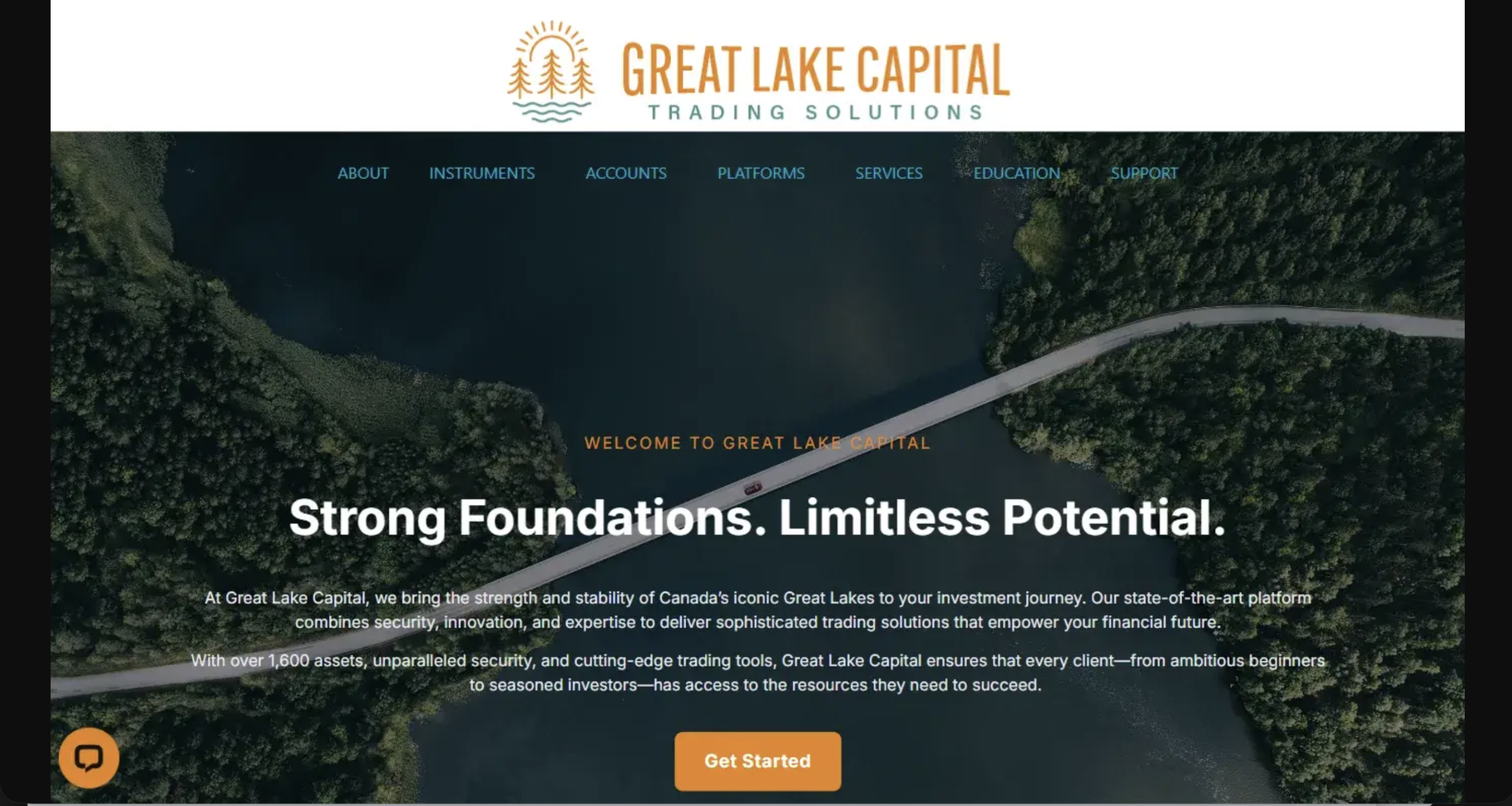 Screenshot of the fraudulent trading platform Great Lake Capital, showcasing its misleading marketing.