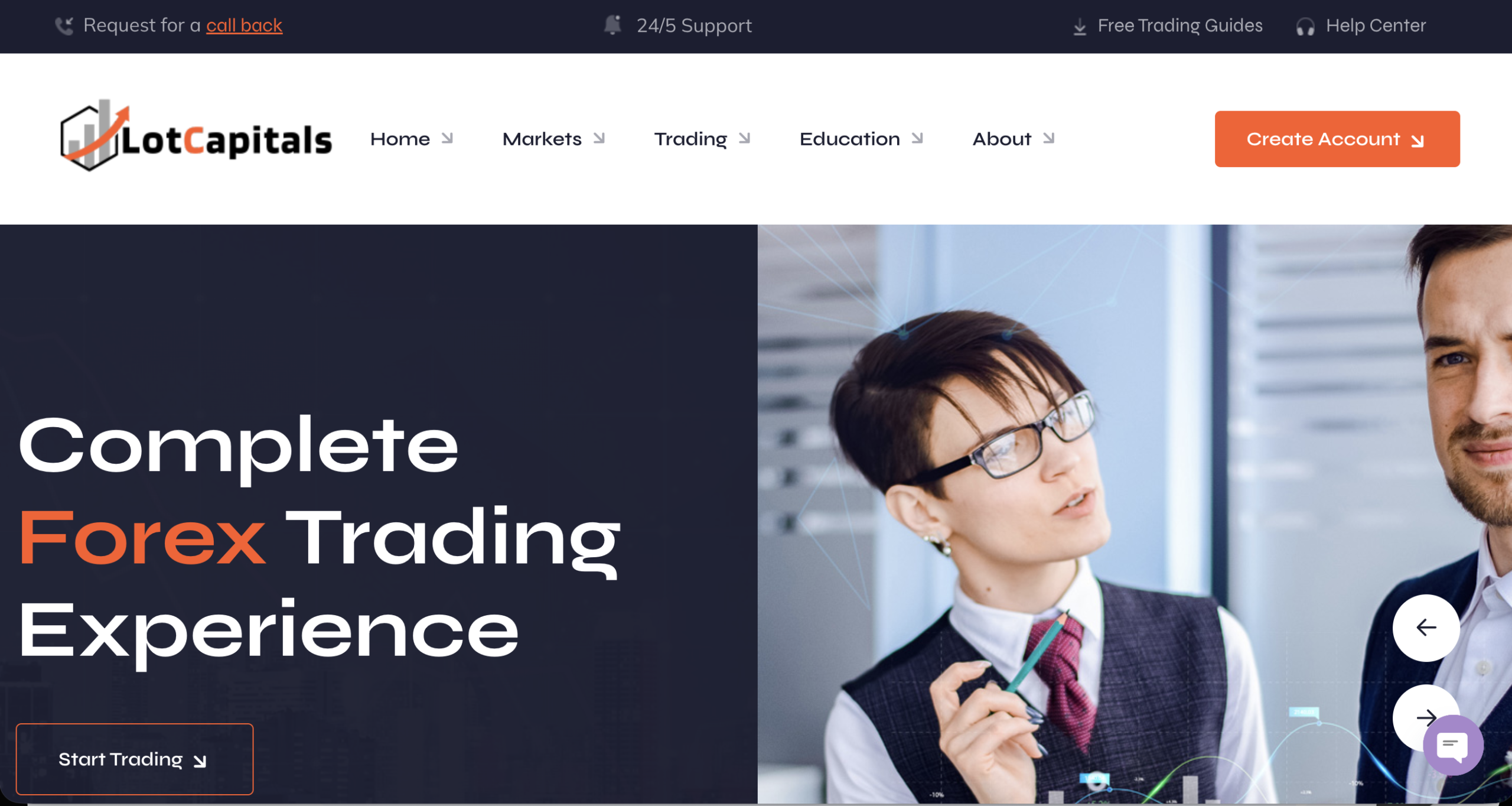 Screenshot of the fraudulent trading platform LotCapitals, showcasing its misleading marketing. 