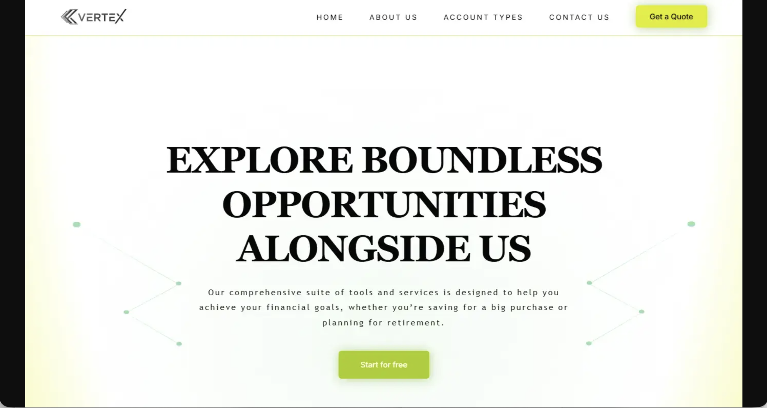 Screenshot of the fraudulent trading platform Vertex International Limited, showcasing its misleading marketing.