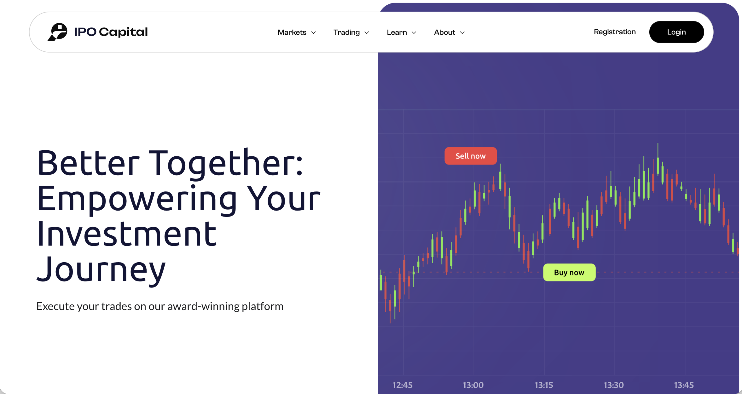 Screenshot of the fraudulent trading platform IPO Capital, showcasing its misleading marketing.