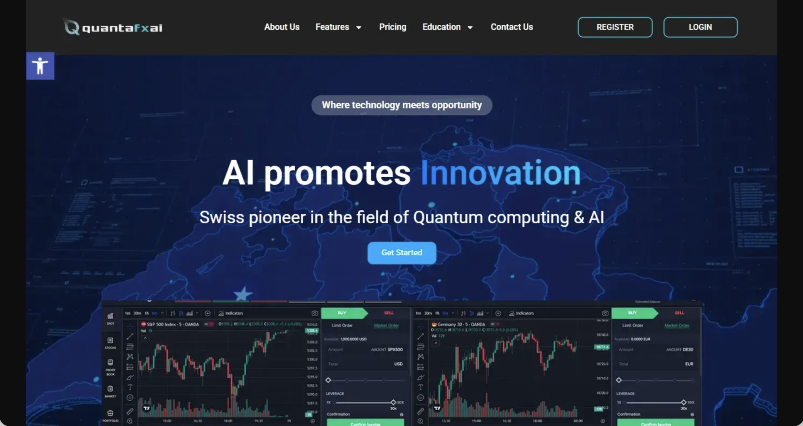 Screenshot of the fraudulent trading platform Quantafxai, showcasing its misleading marketing.