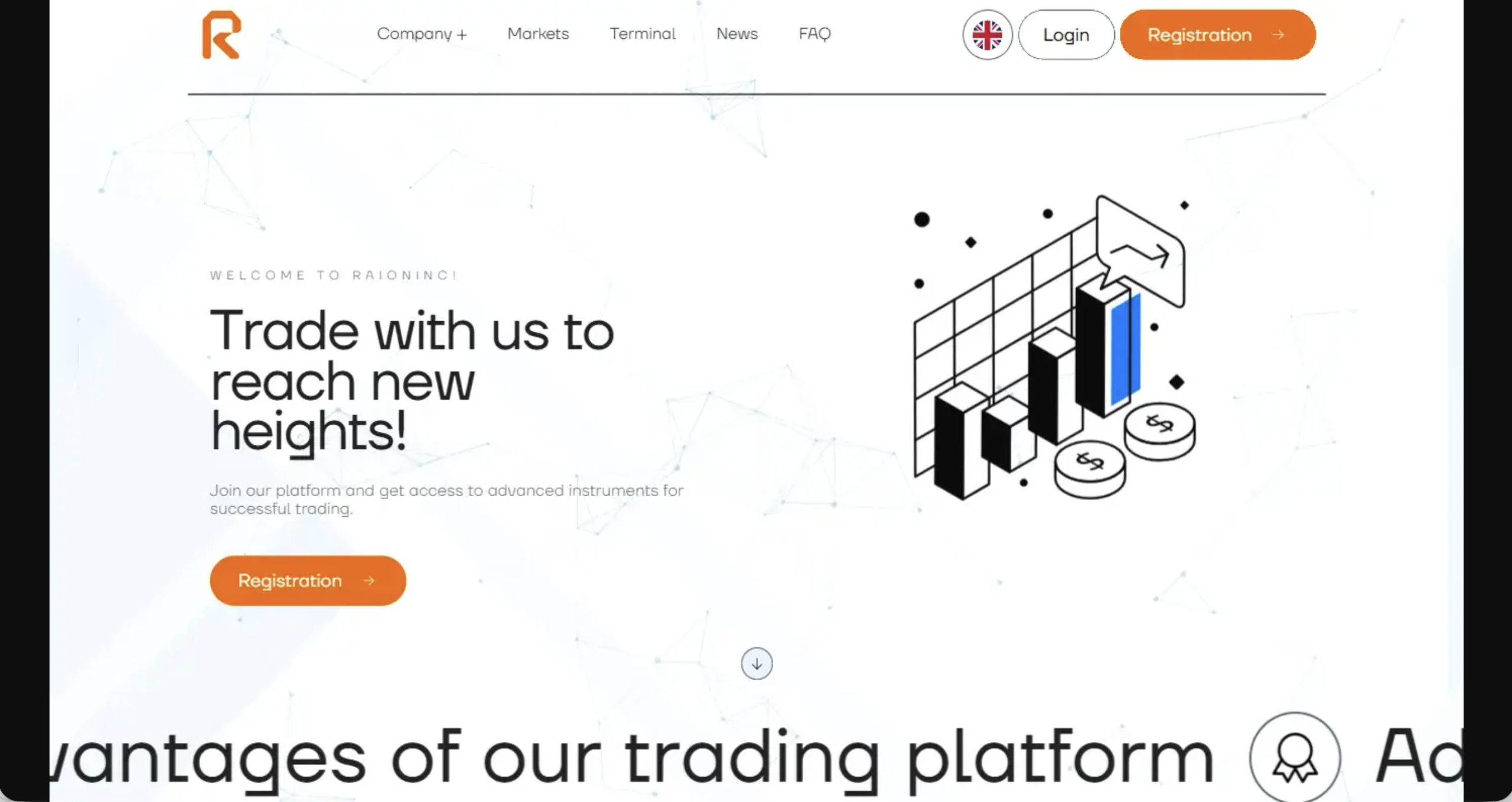 Screenshot of the fraudulent trading platform Raioninc , showcasing its misleading marketing. 