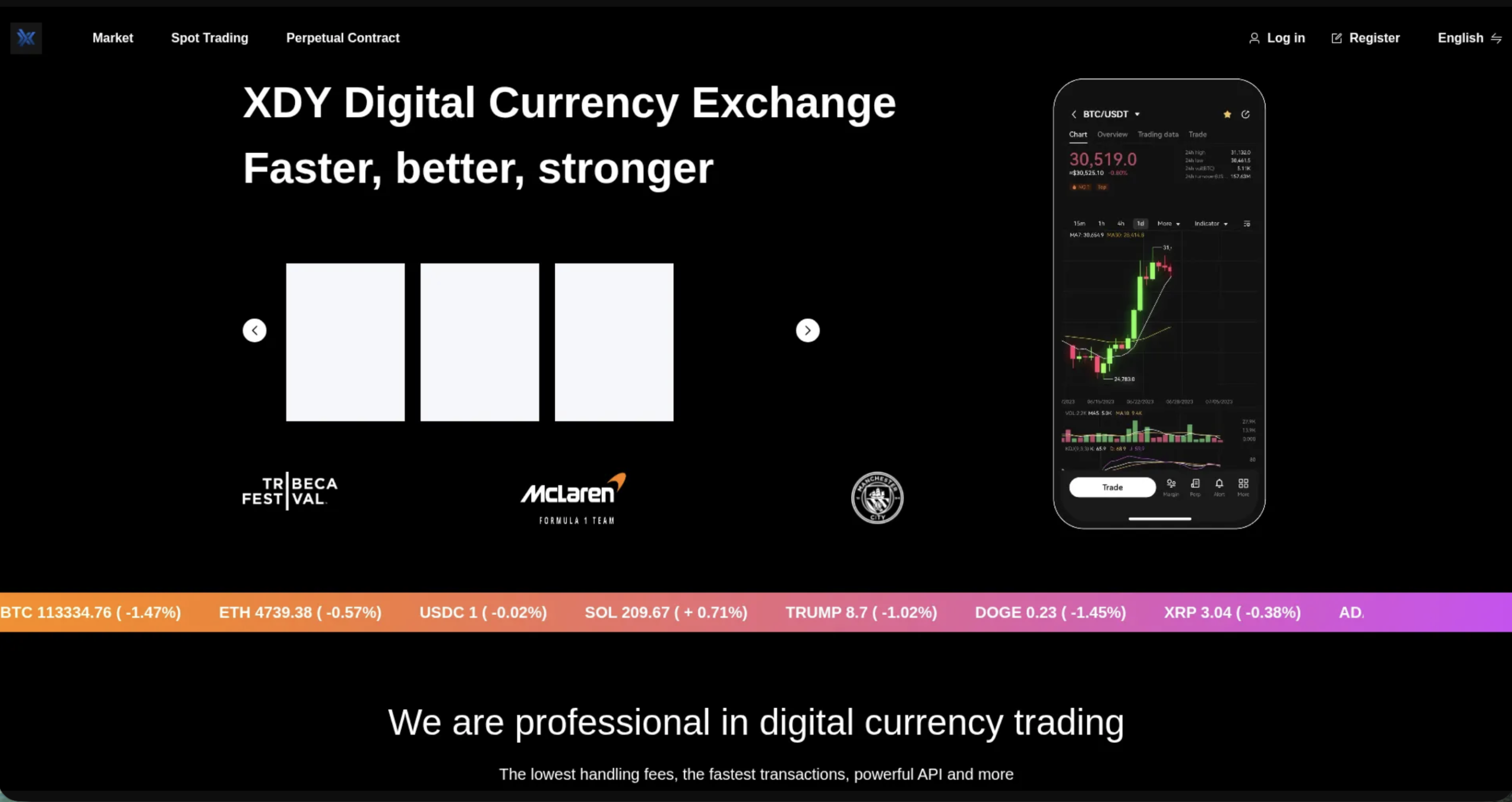 Screenshot of the fraudulent trading platform XDY, showcasing its misleading marketing.