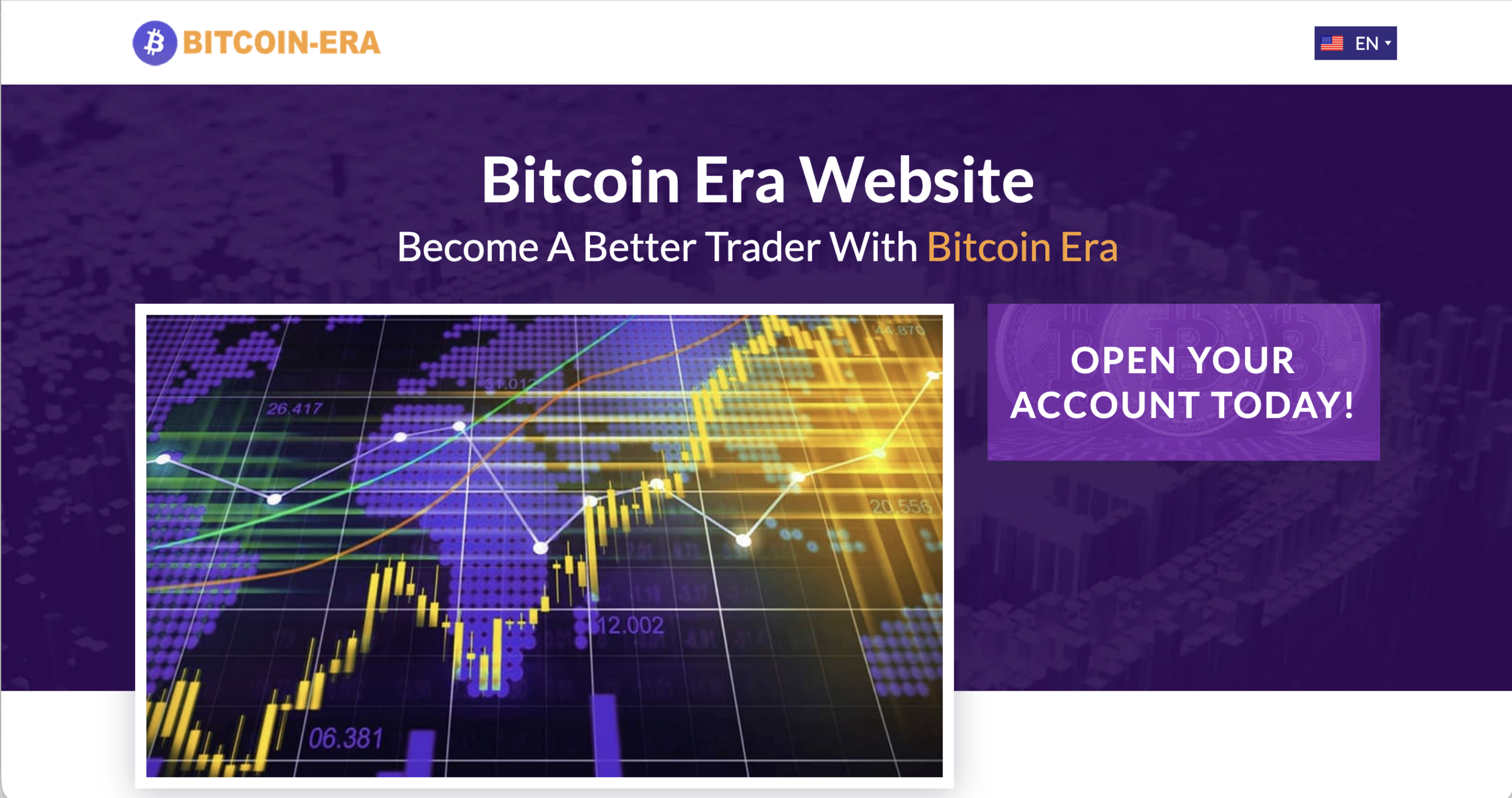 Screenshot of the fraudulent trading platform Bitcoin Eras, showcasing its misleading marketing.