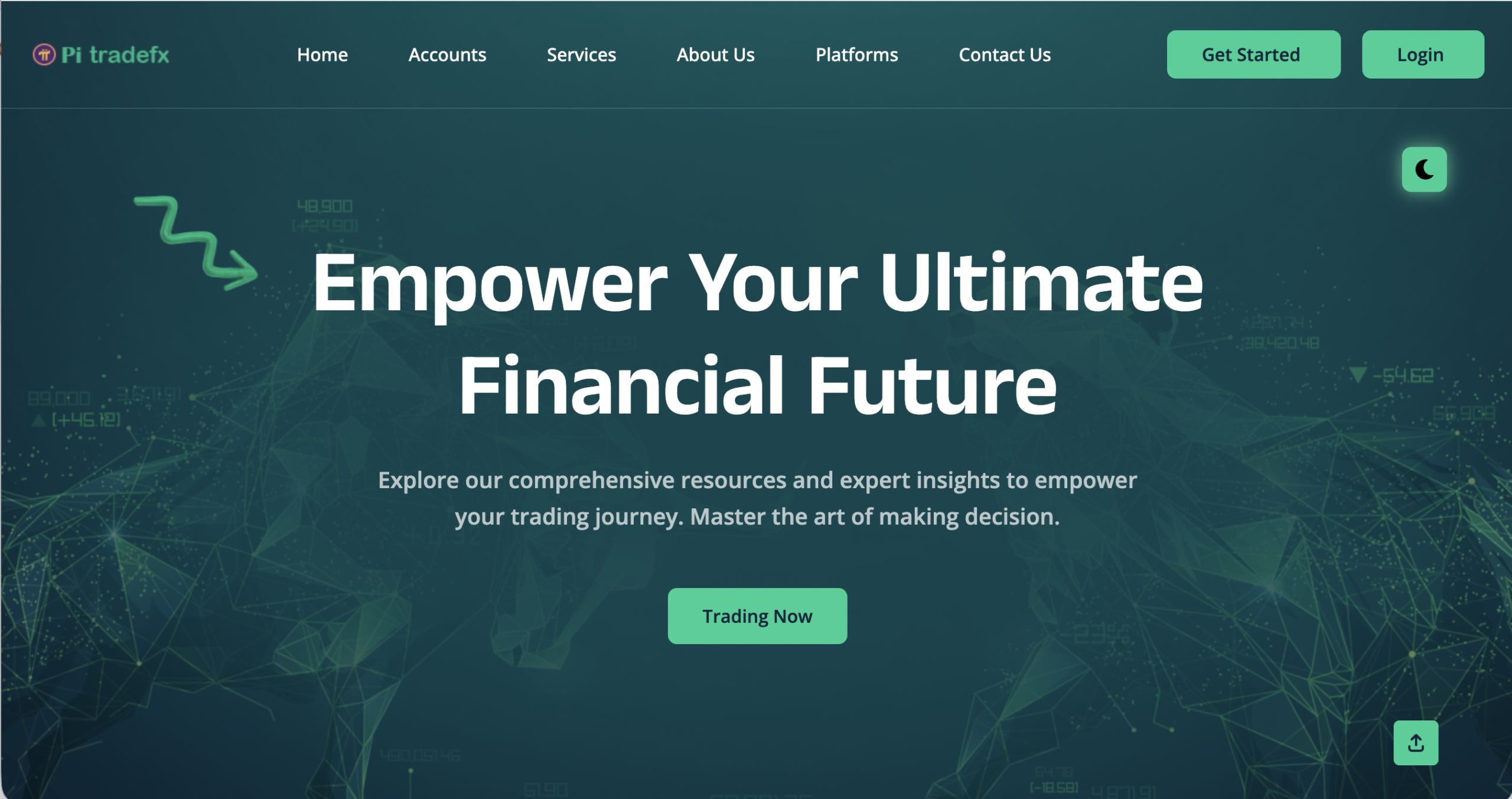 Screenshot of the fraudulent trading platform Pitradefx, showcasing its misleading marketing. 