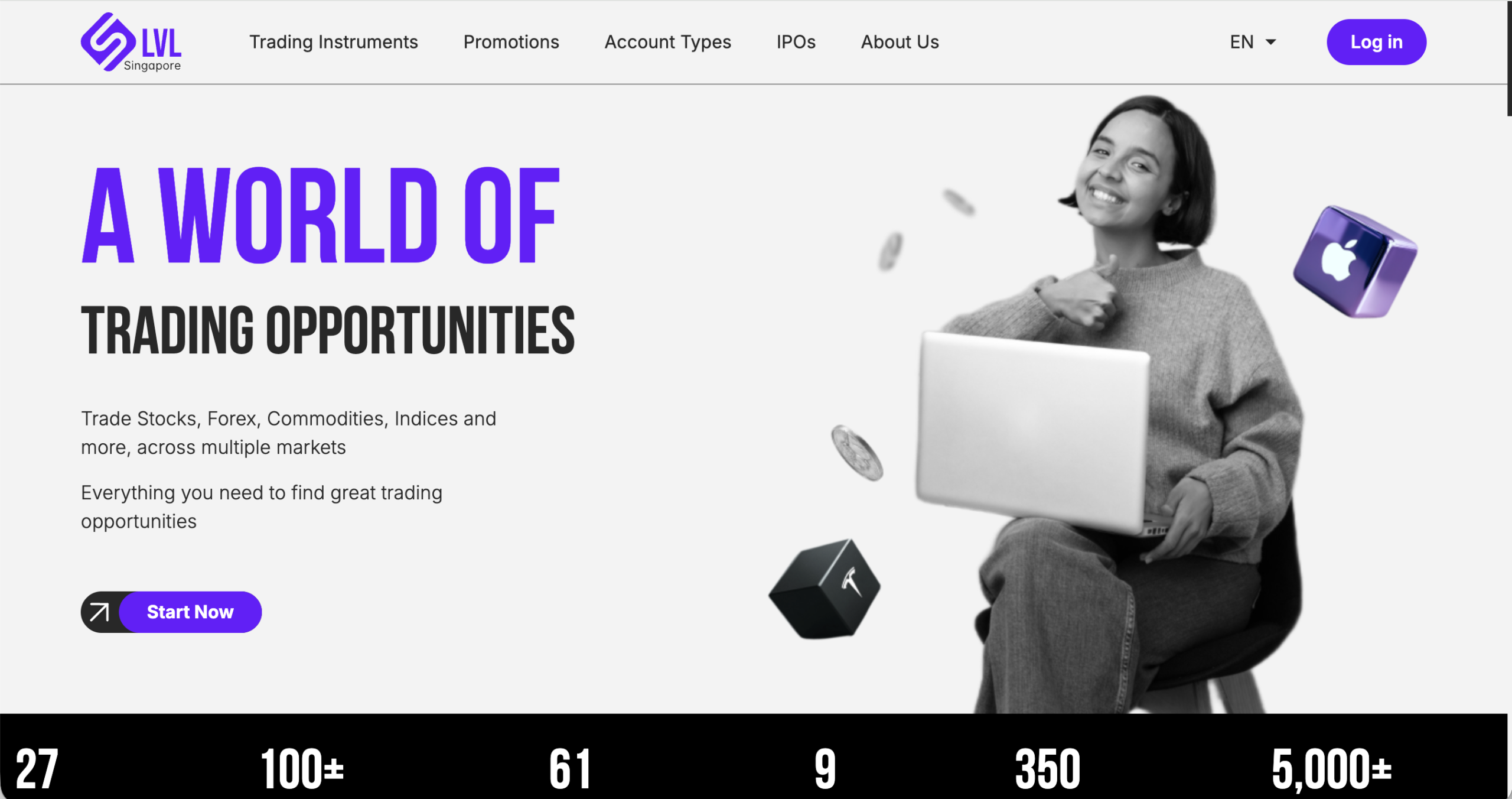 Screenshot of the fraudulent trading platform Lvl Singapore PTE, showcasing its misleading marketing.